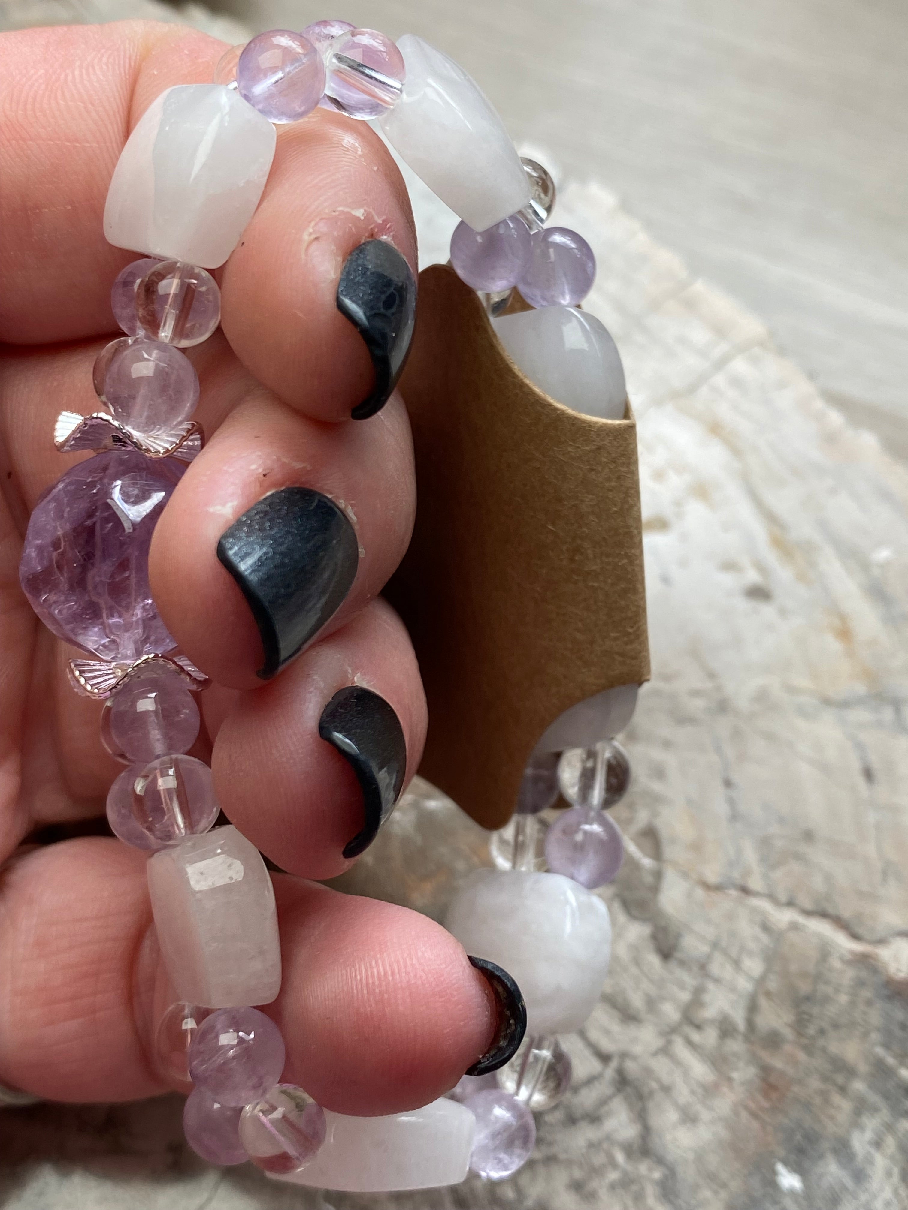 Amethyst with clear quartz crystal bracelet