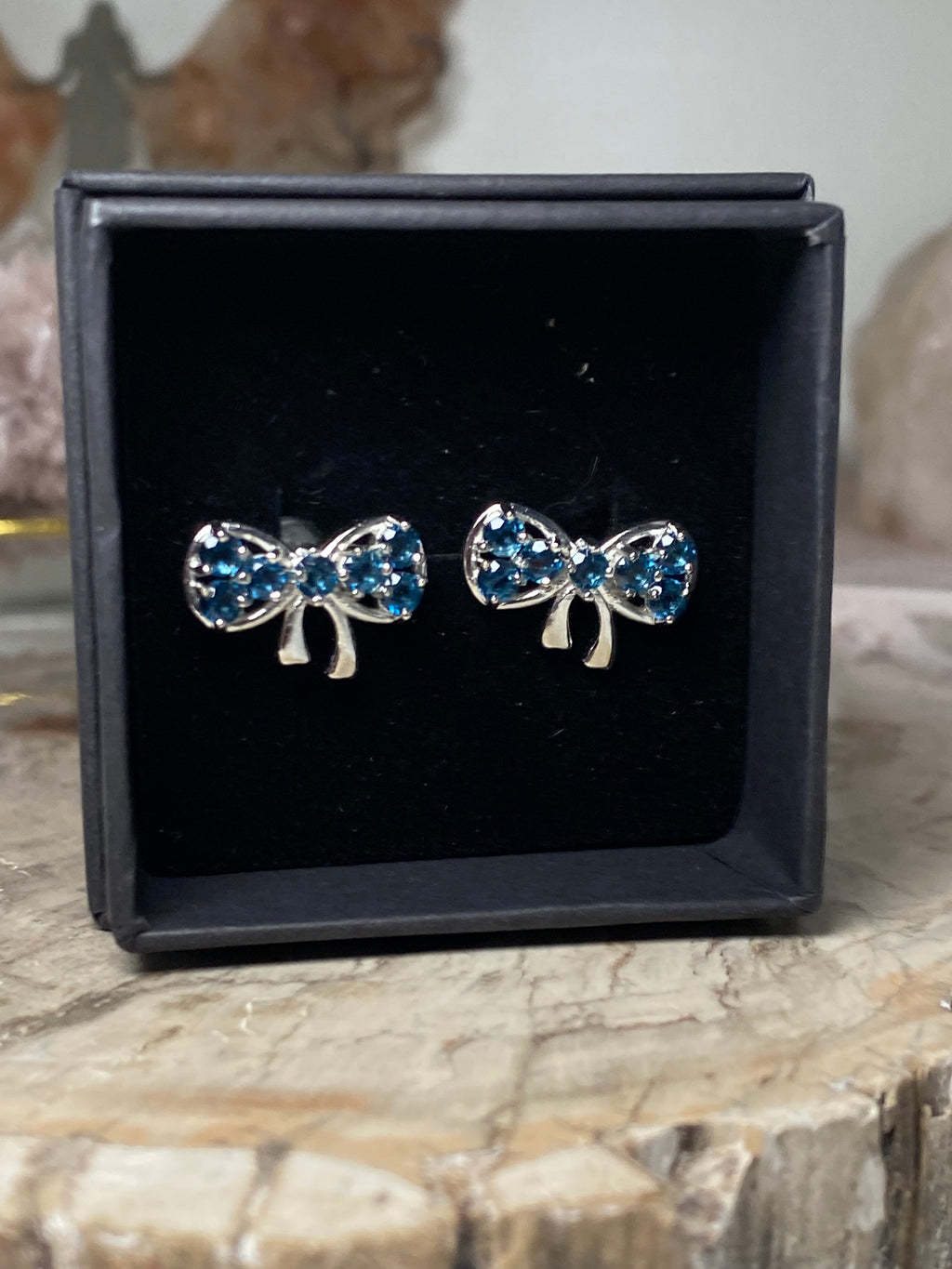 Blue Topaz stud crystal earrings