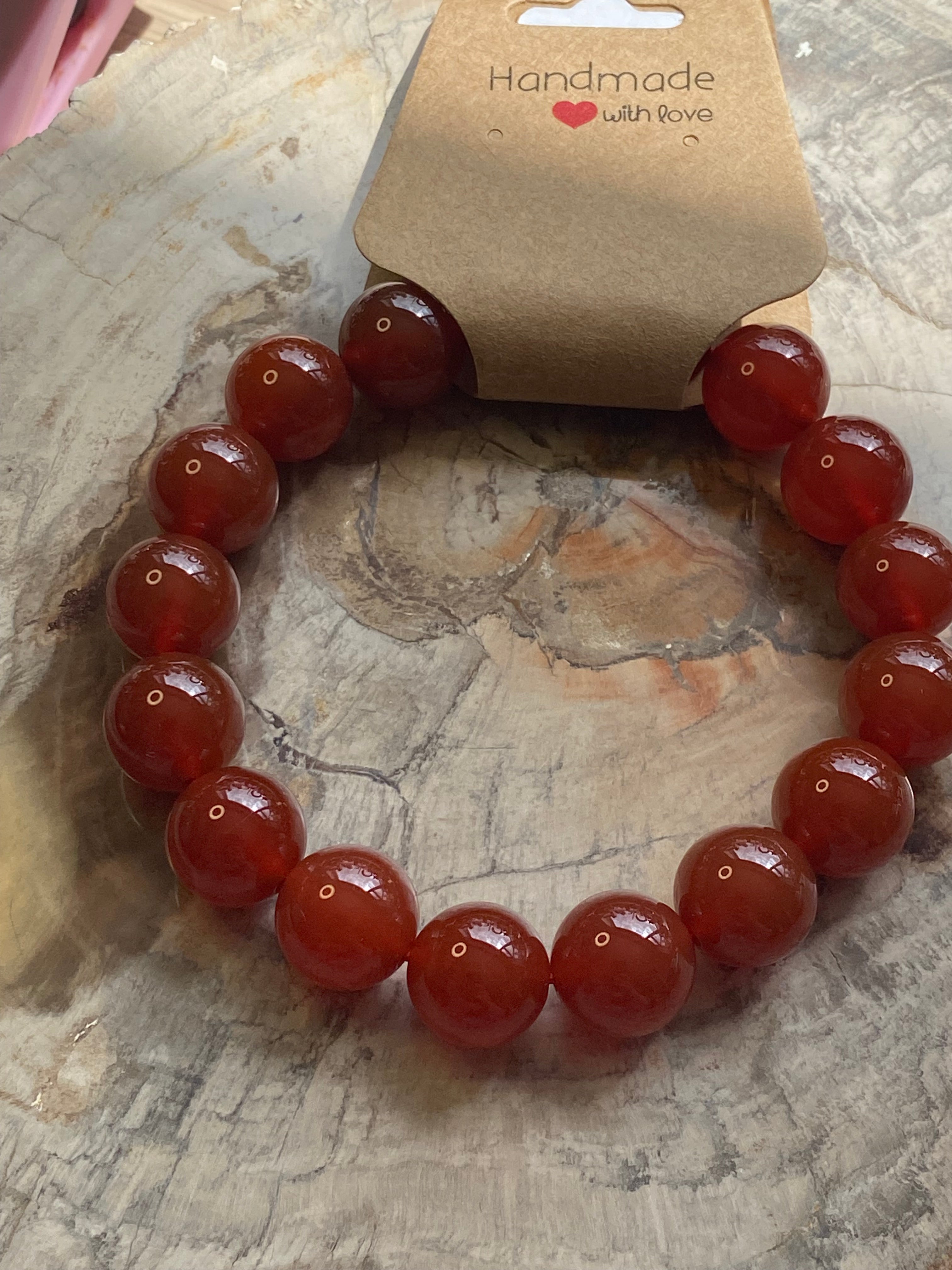 Red agate crystal 12mm bracelet