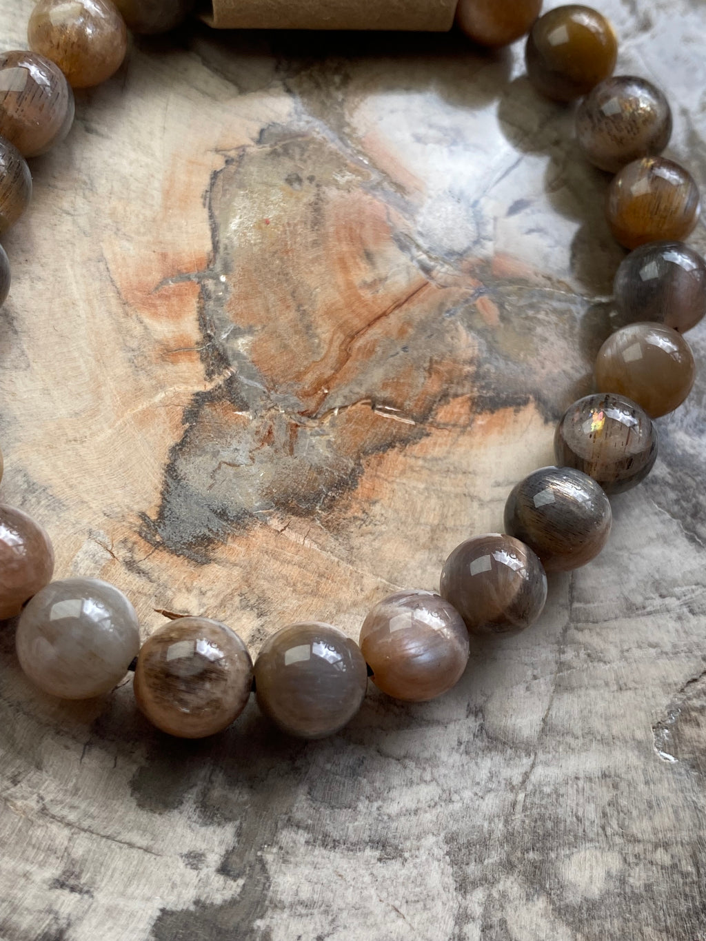 Black Moonstone crystal bracelet 7mm