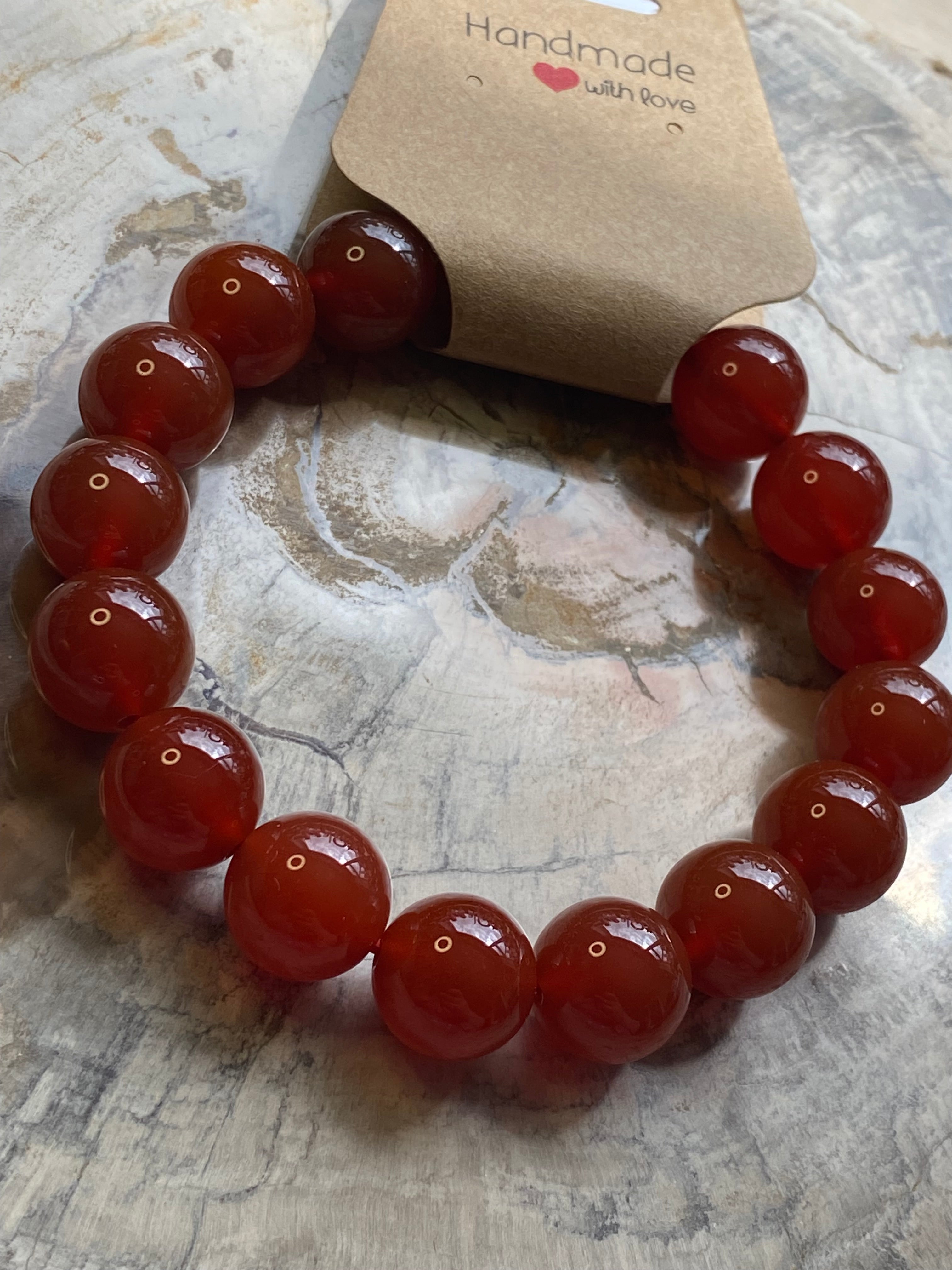 Red agate crystal 12mm bracelet