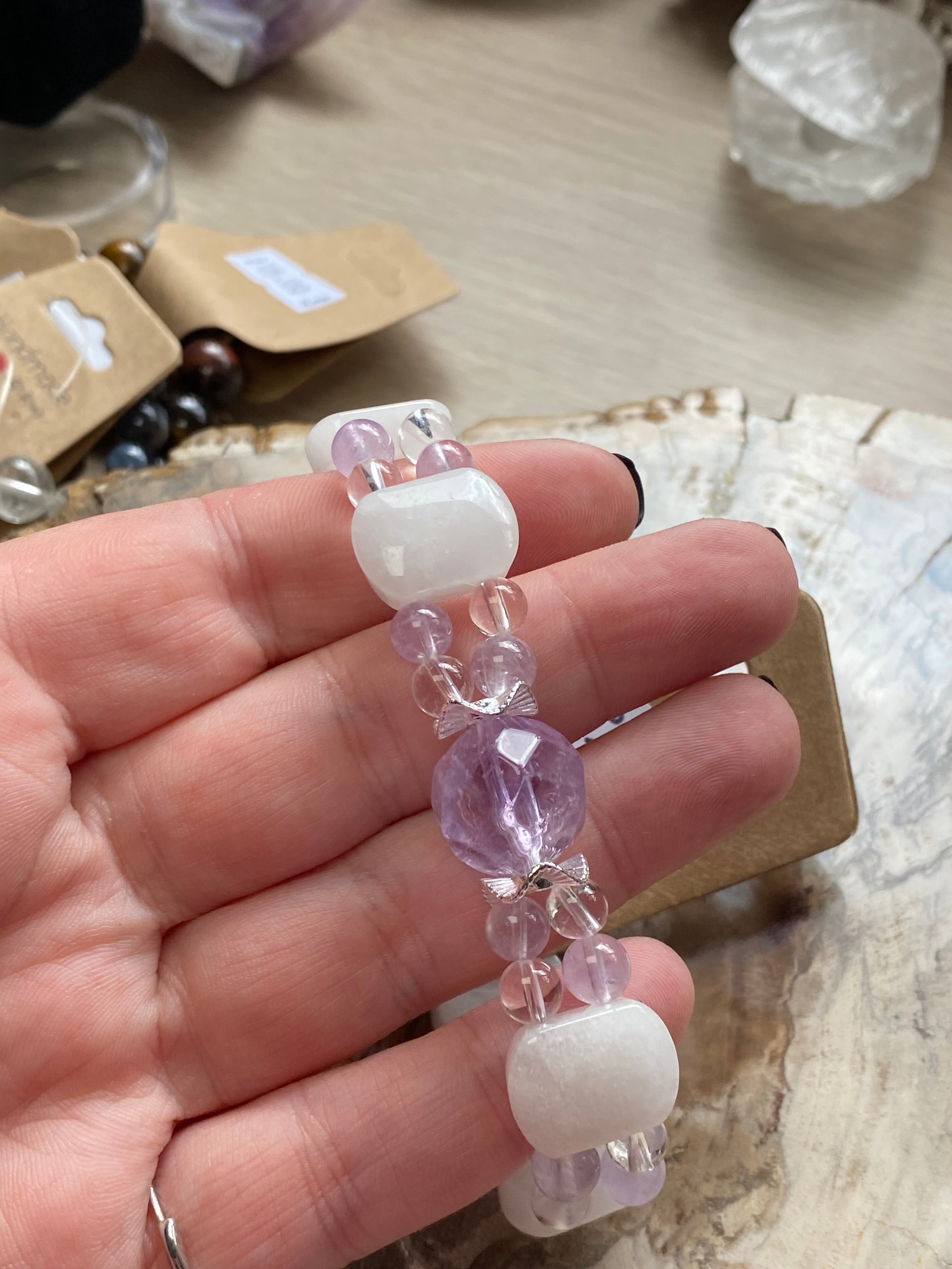Amethyst with clear quartz crystal bracelet