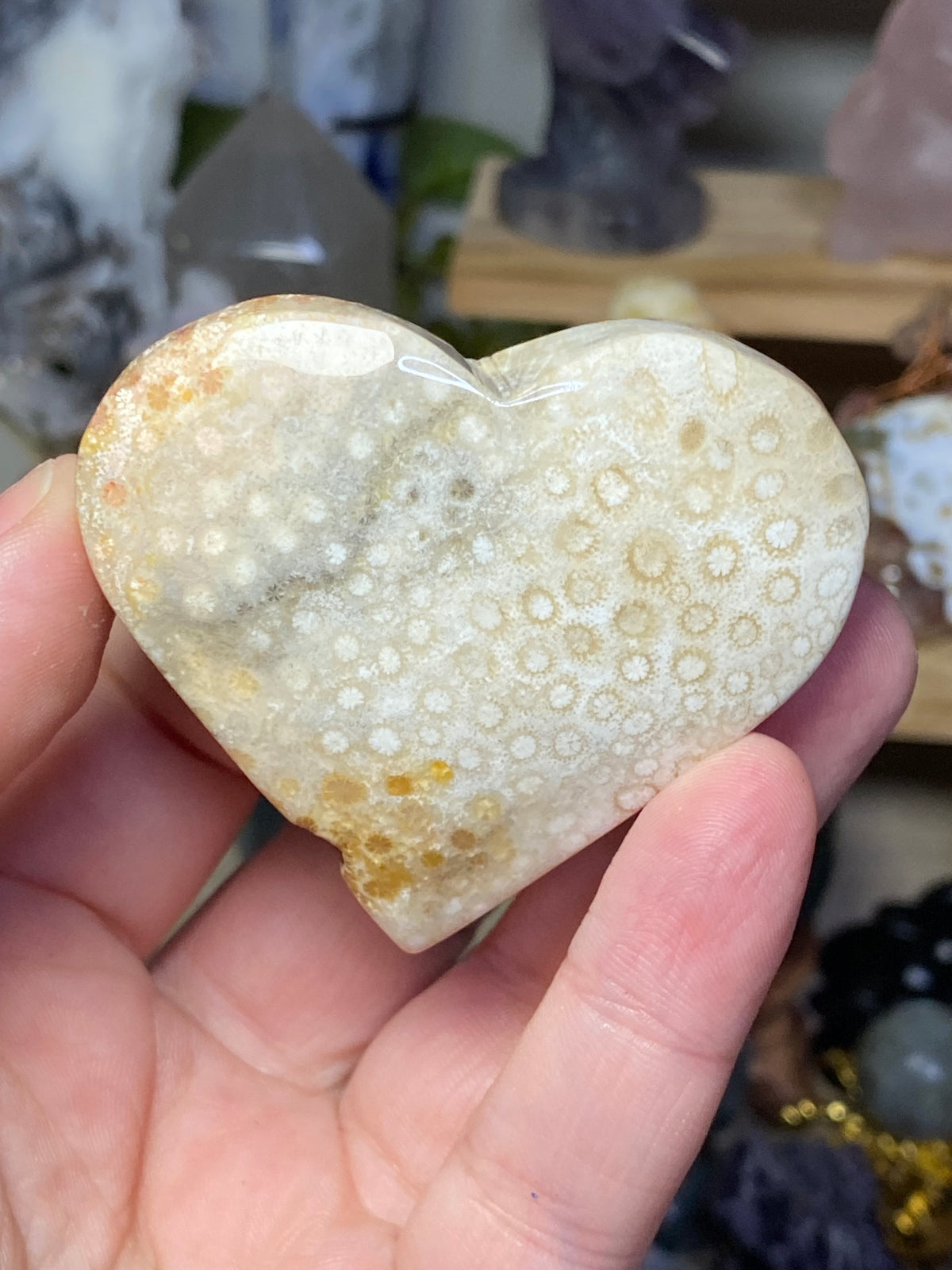 Natural coral crystal heart