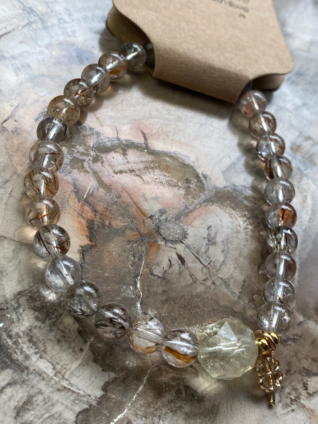 Beautiful rutile crystal with citrine crystal bracelet