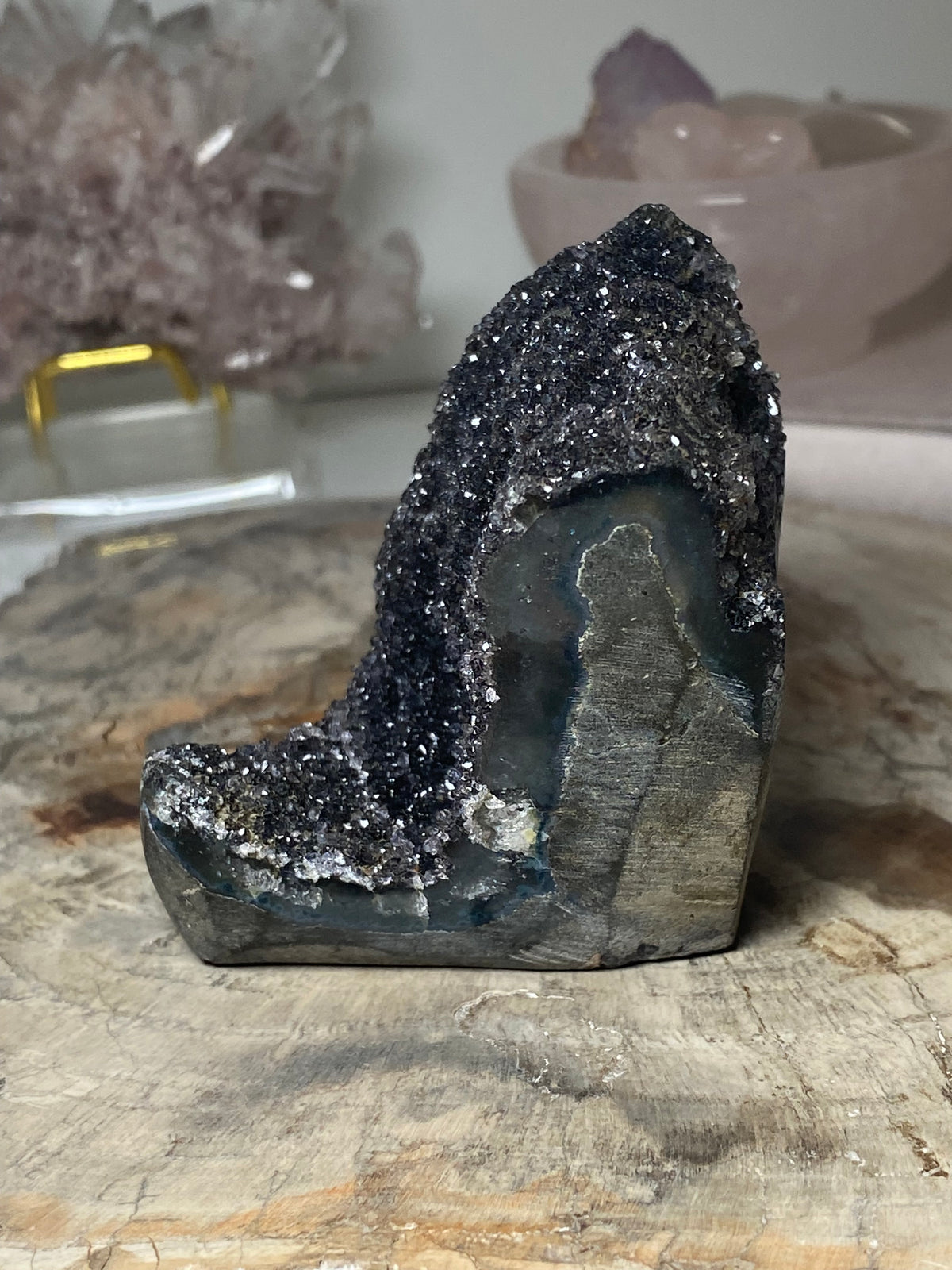 Beautiful  black Amethyst crystal cathedral