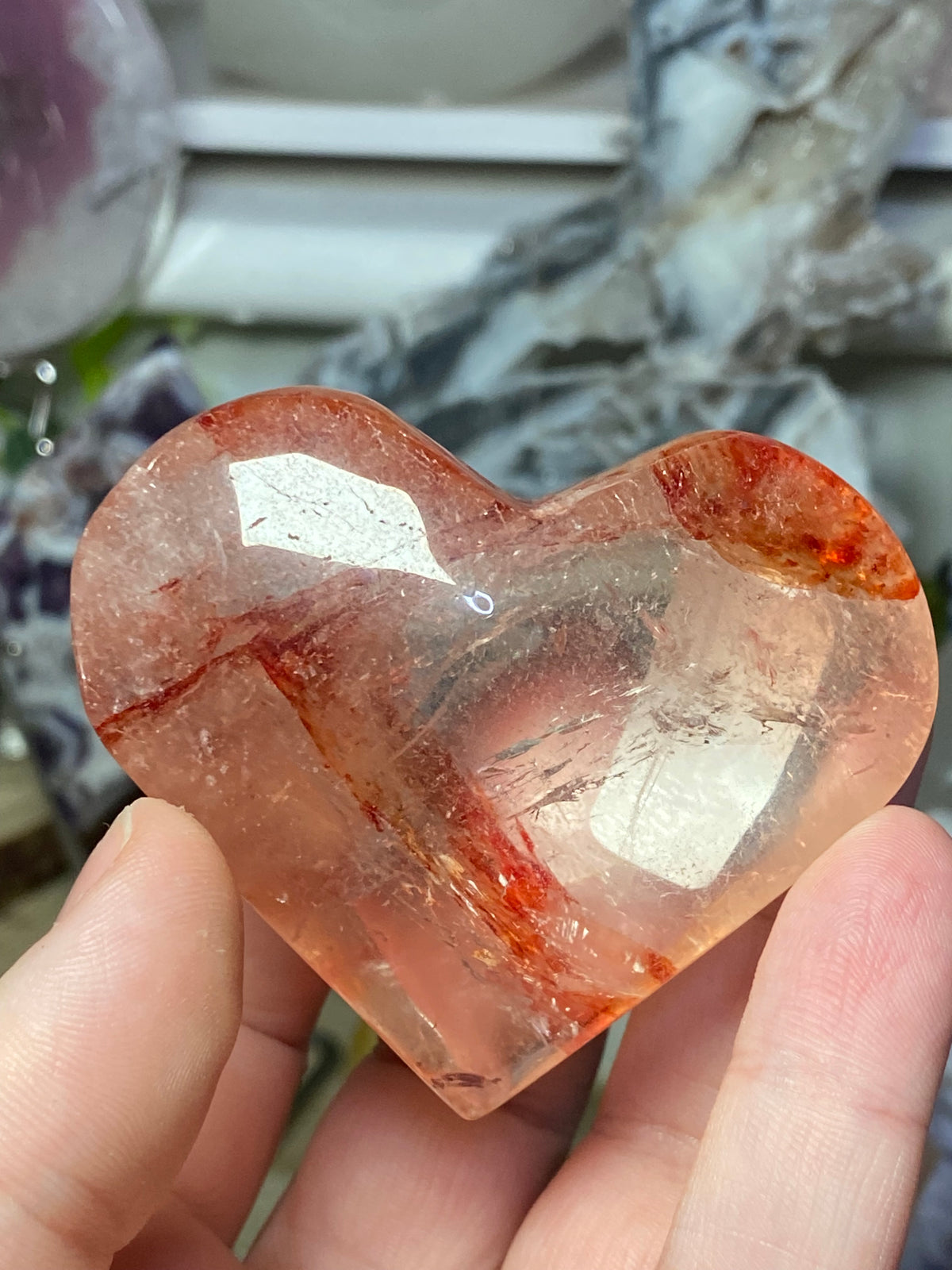 Madagascar fire quartz crystal heart