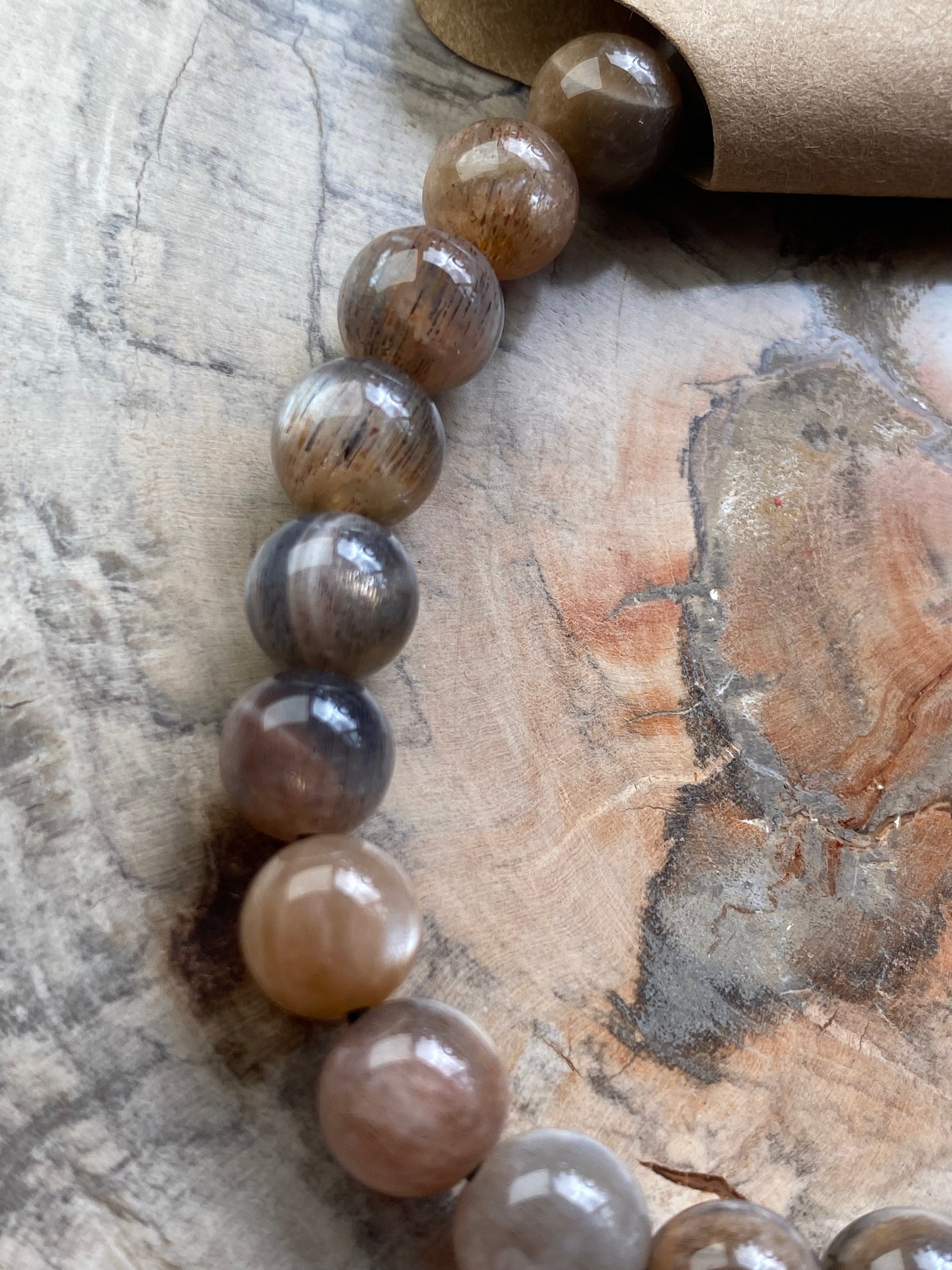 Black Moonstone crystal bracelet 7mm