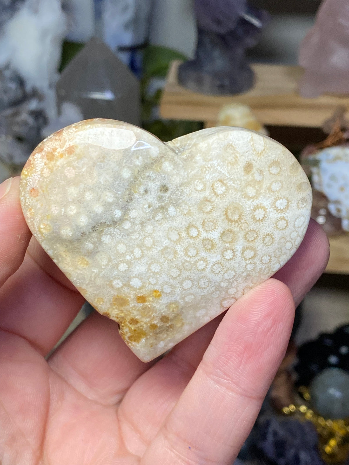 Natural coral crystal heart
