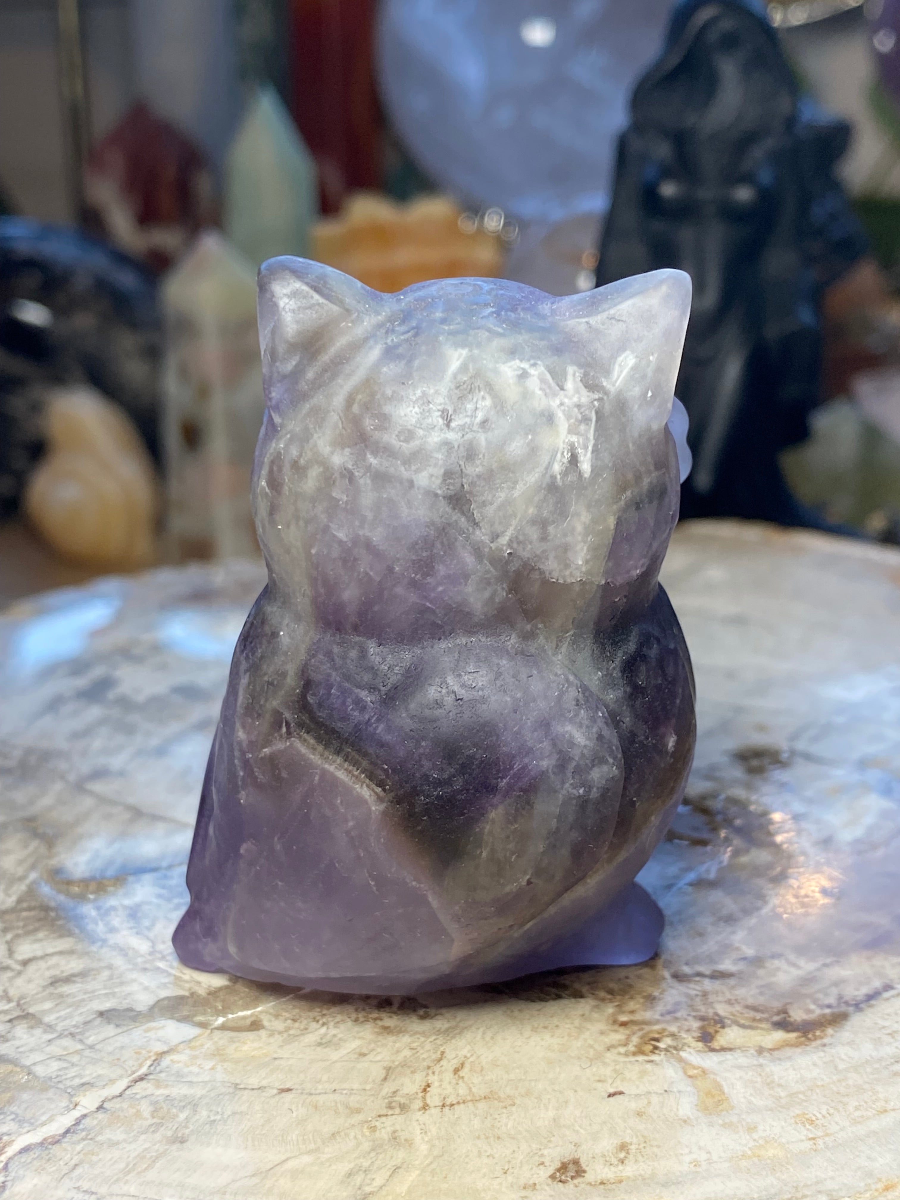 Amethyst crystal owl carving- Halloween