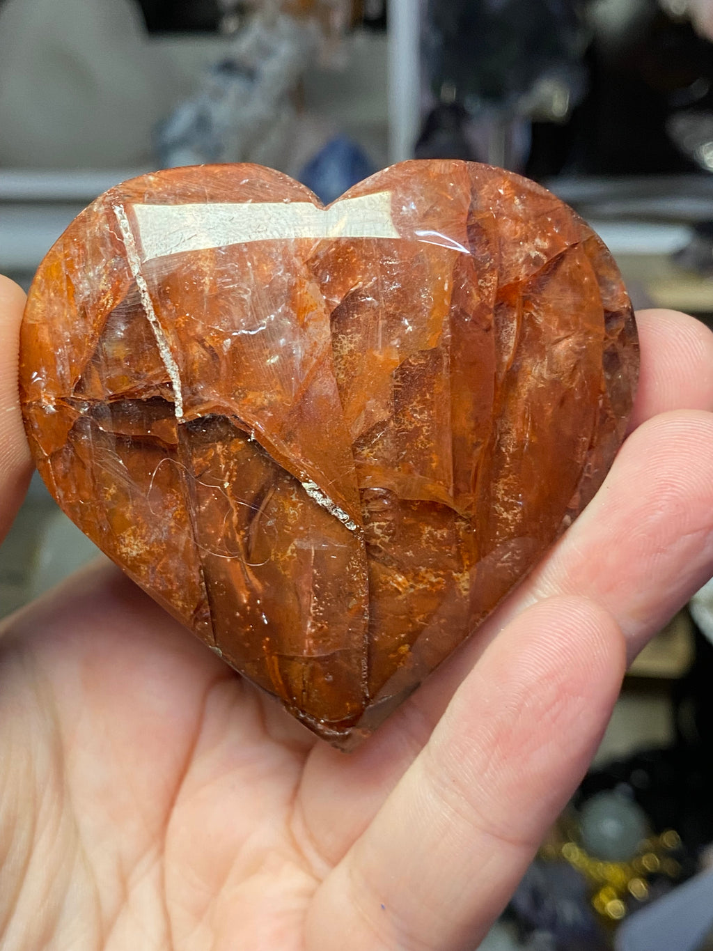 Grade AAA fire quartz crystal heart