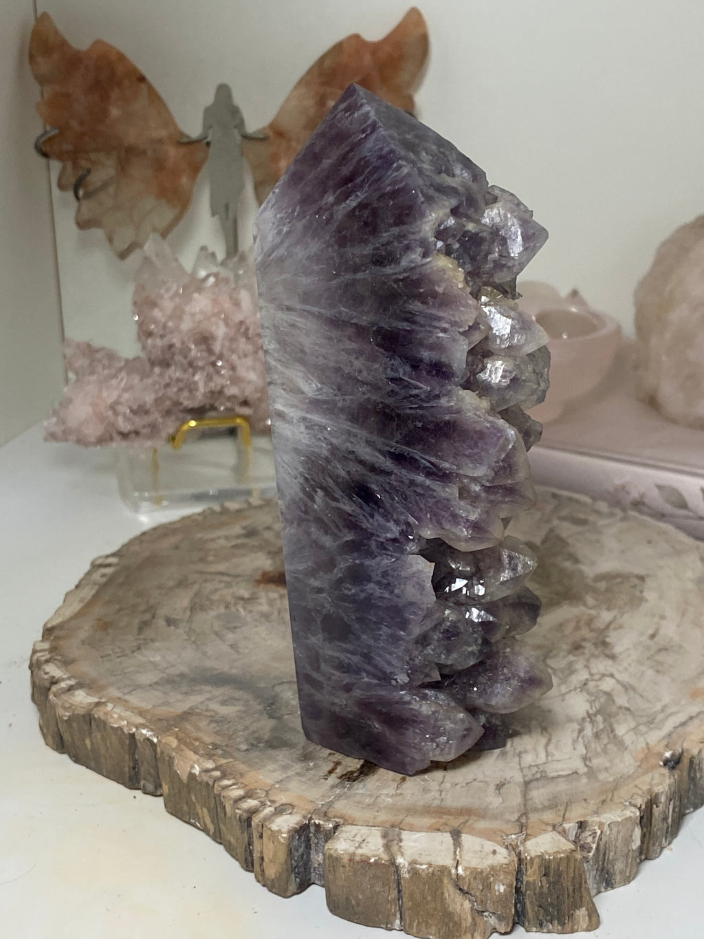 Dog tooth Amethyst crystal tower