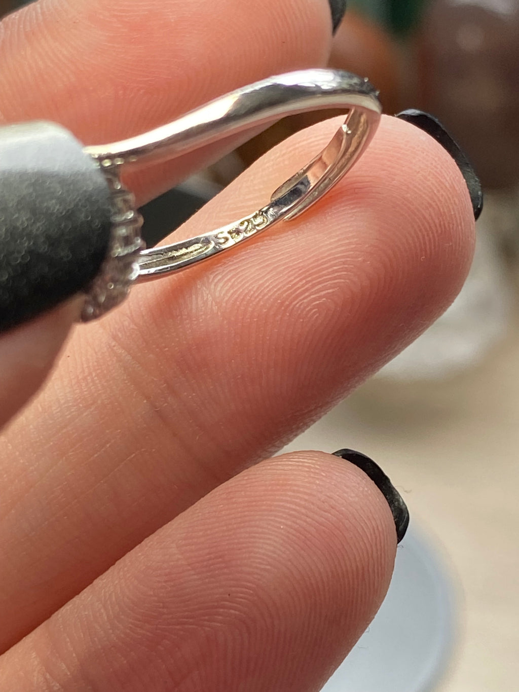 Australian Black opal silver ring ajustable dize