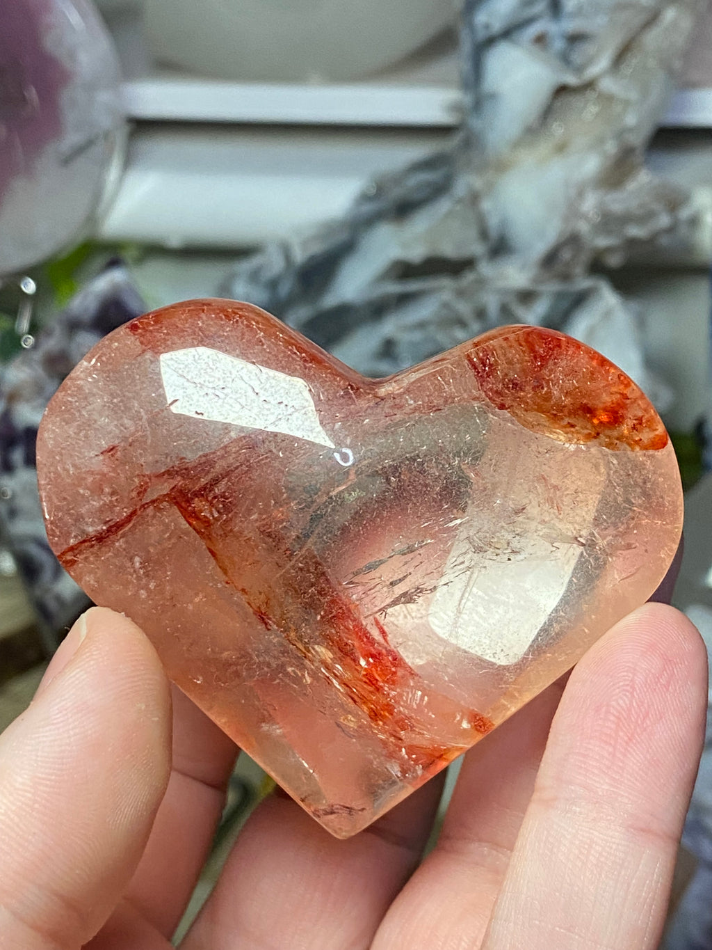 Madagascar fire quartz crystal heart
