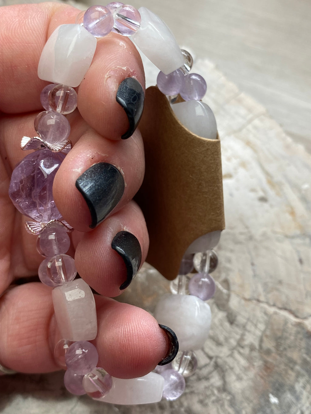 Amethyst with clear quartz crystal bracelet