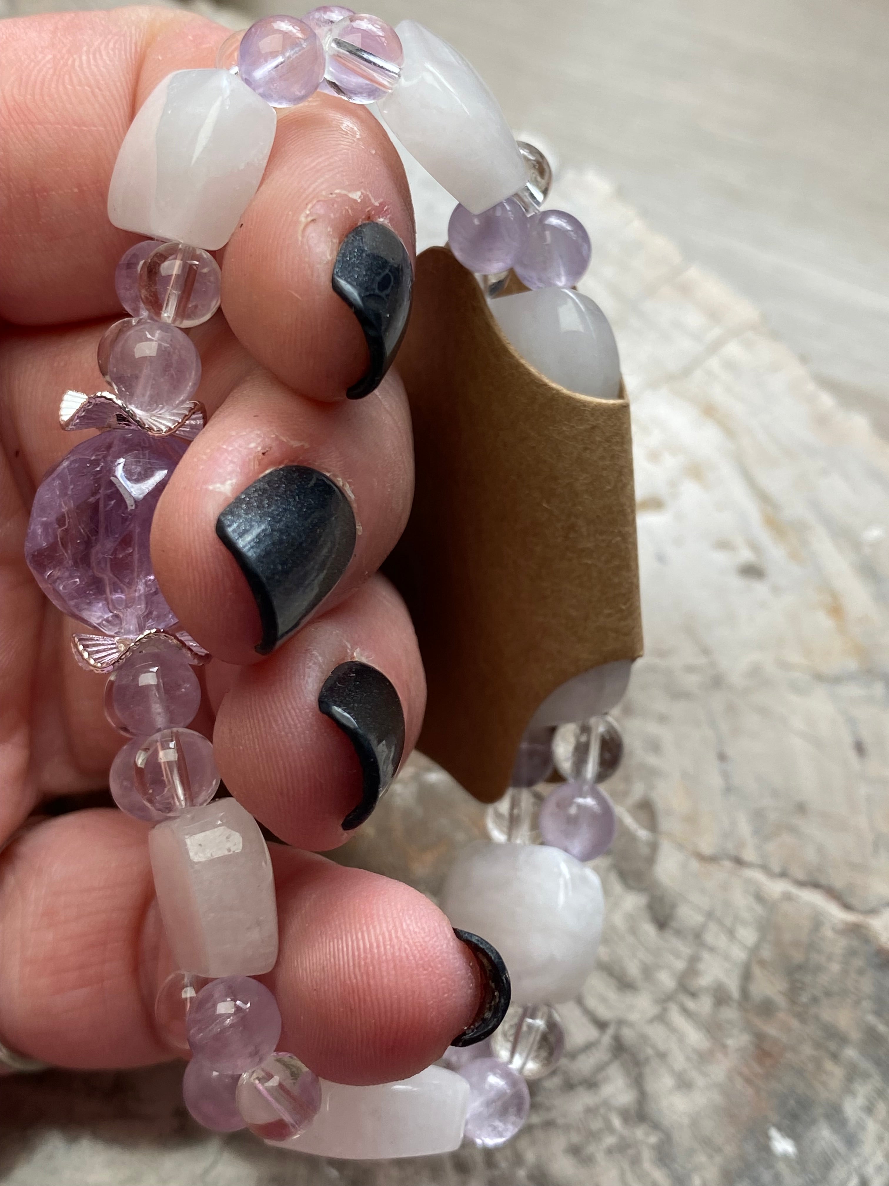 Amethyst with clear quartz crystal bracelet