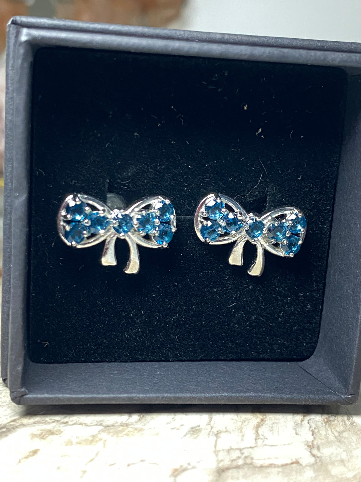 Blue Topaz stud crystal earrings