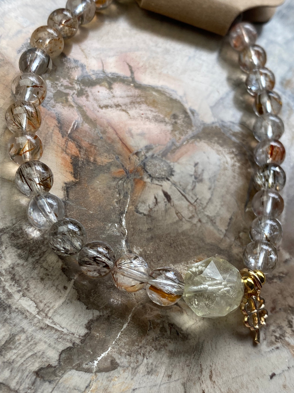 Beautiful rutile crystal with citrine crystal bracelet