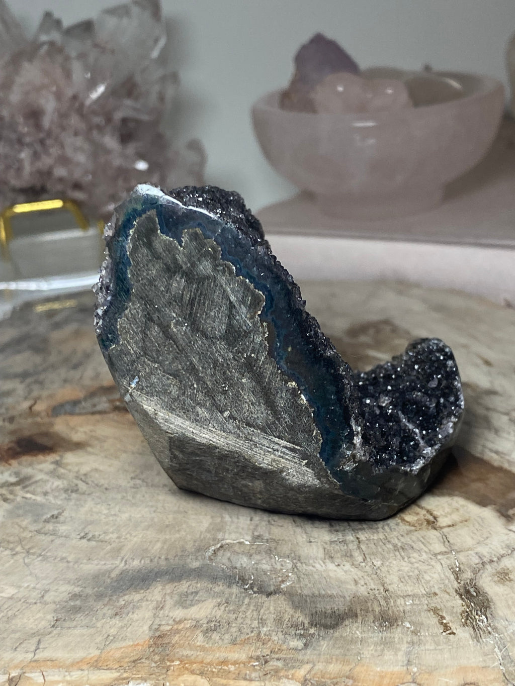 Beautiful  black Amethyst crystal cathedral