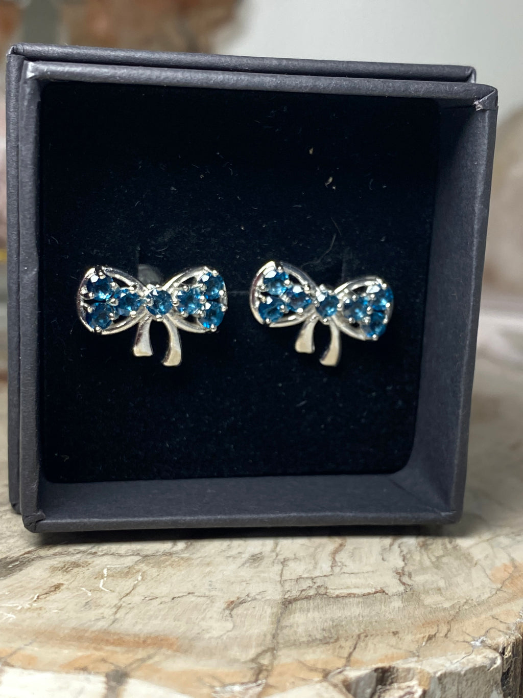 Blue Topaz stud crystal earrings