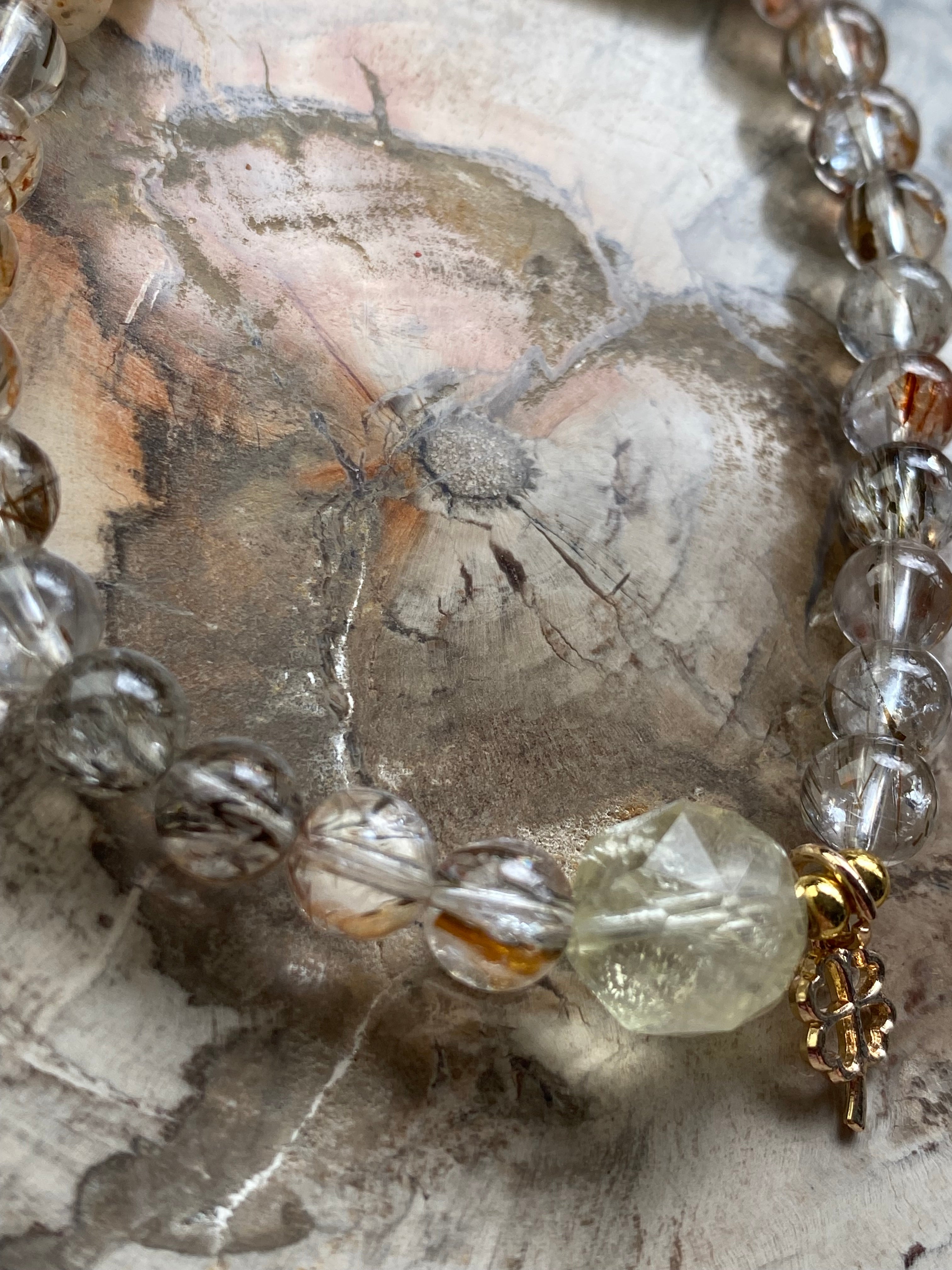Beautiful rutile crystal with citrine crystal bracelet