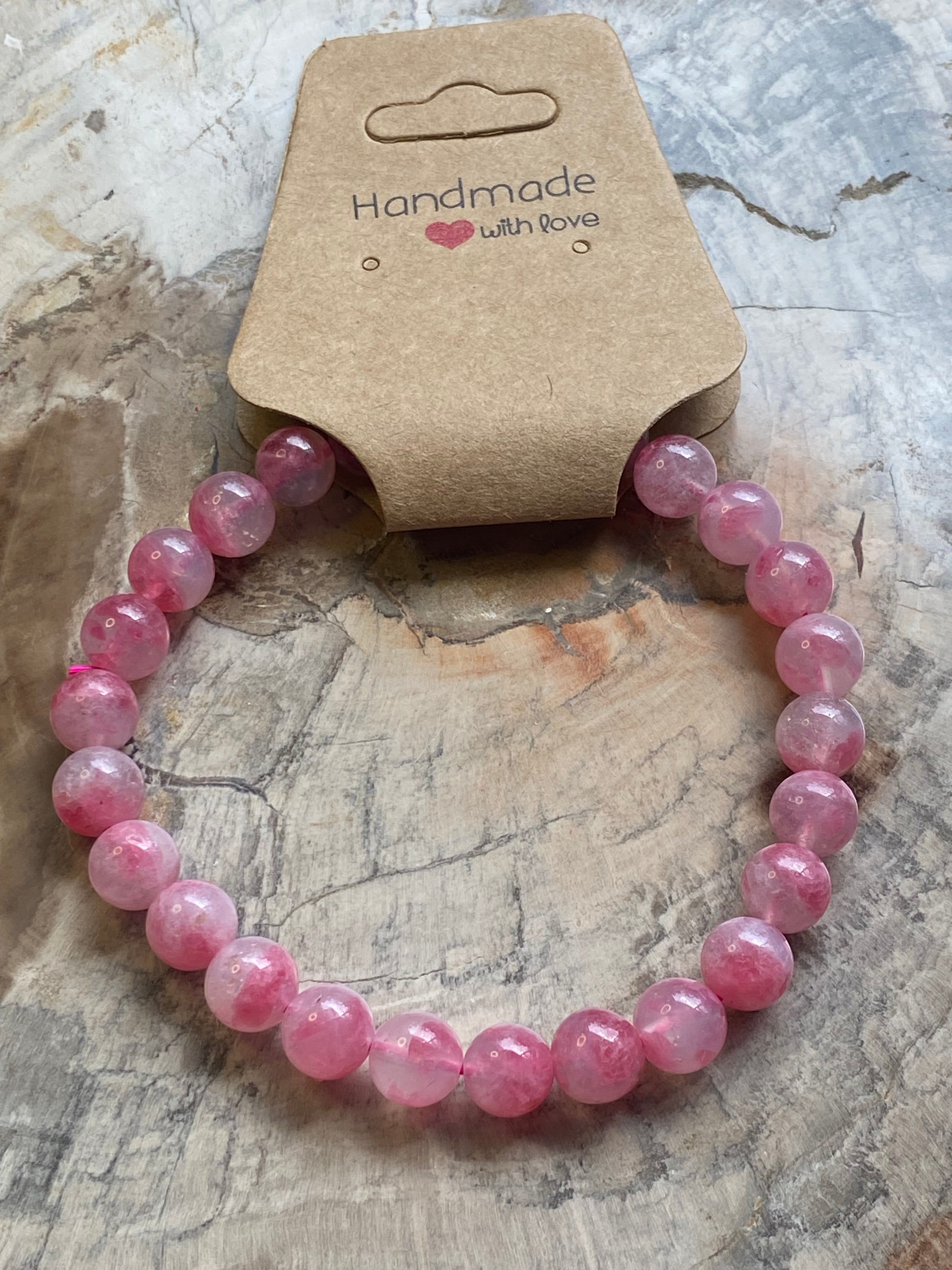 Stunning  Ice Rhodonite crystal bracelet