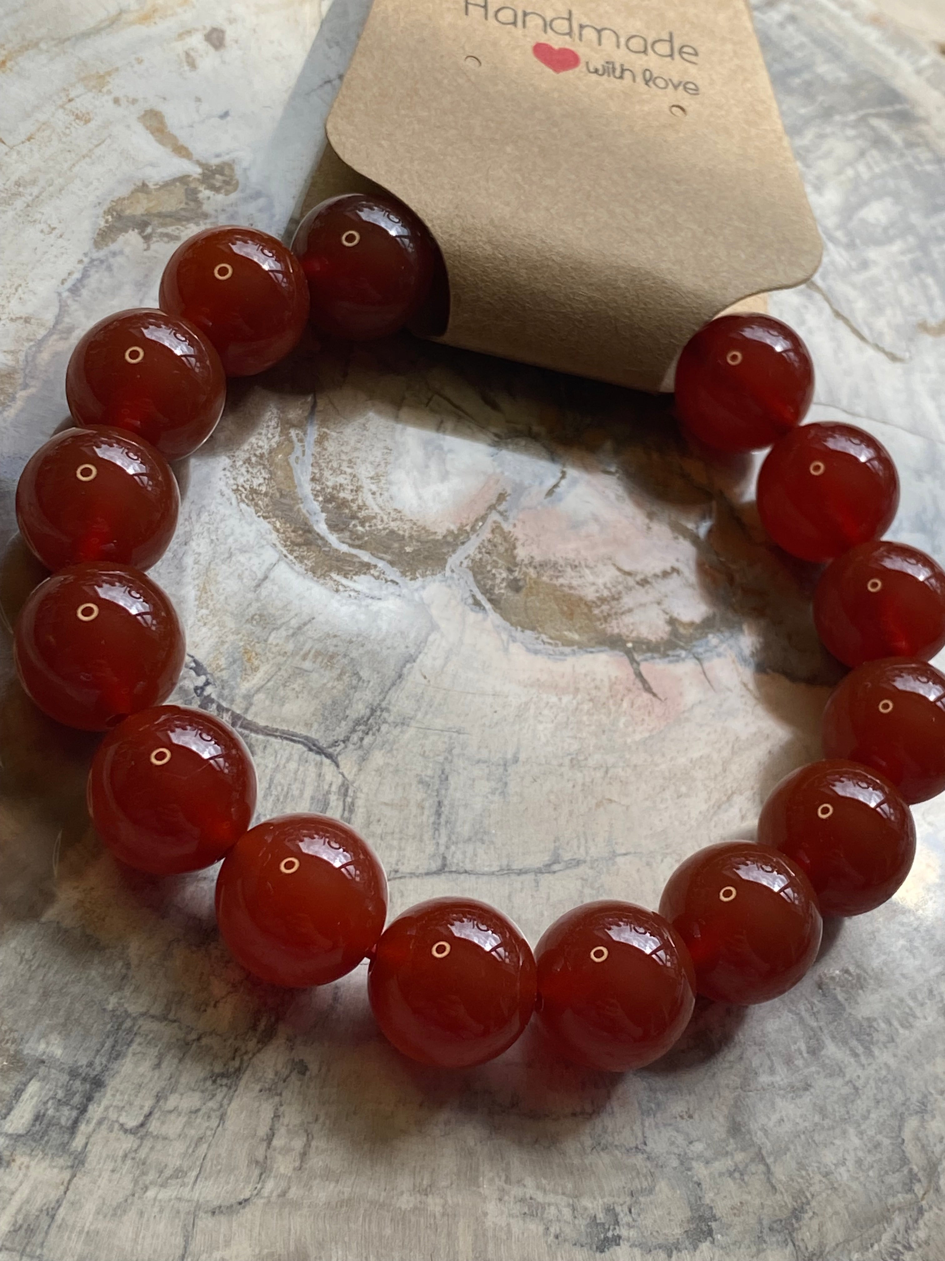 Red agate crystal 12mm bracelet