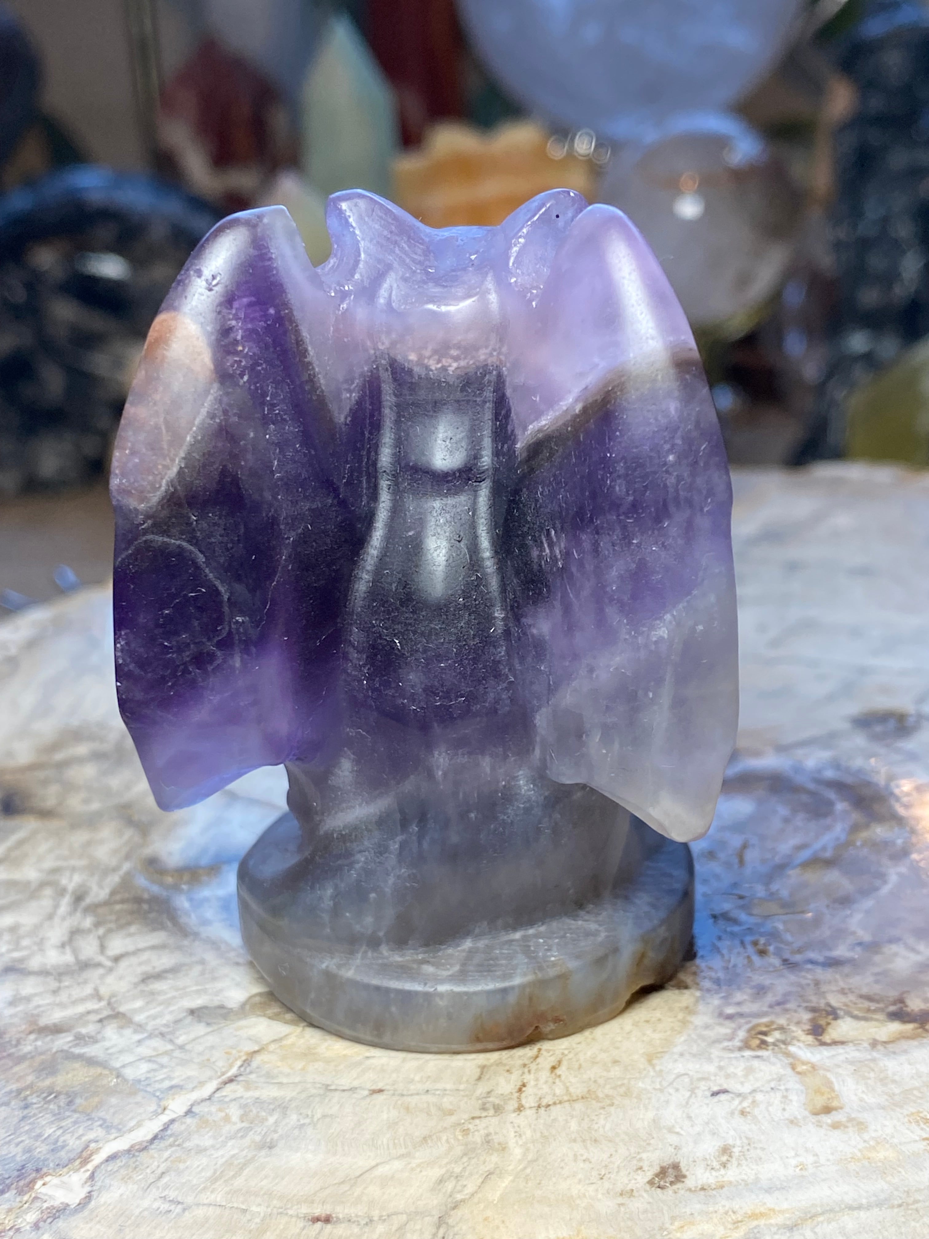 Amethyst crystal gargoyle carving  - Halloween