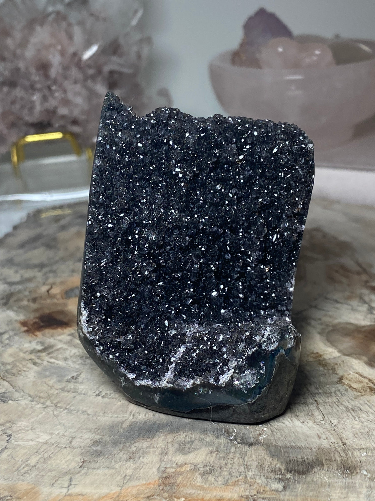Beautiful  black Amethyst crystal cathedral