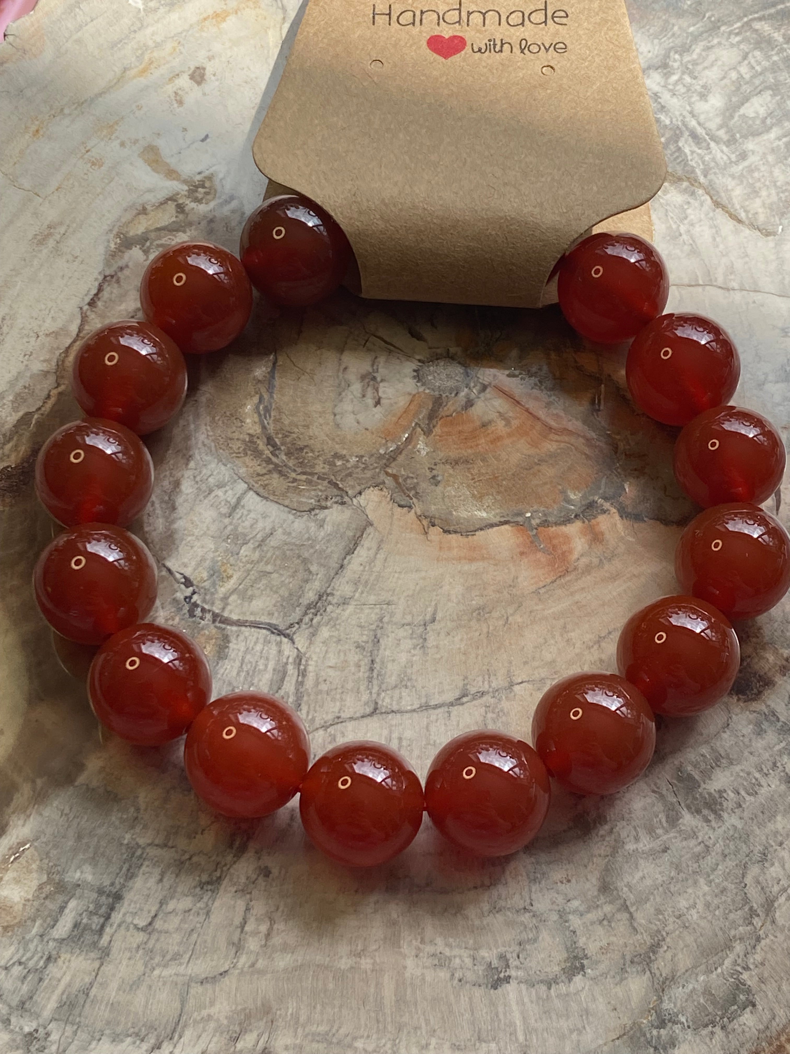 Red agate crystal 12mm bracelet
