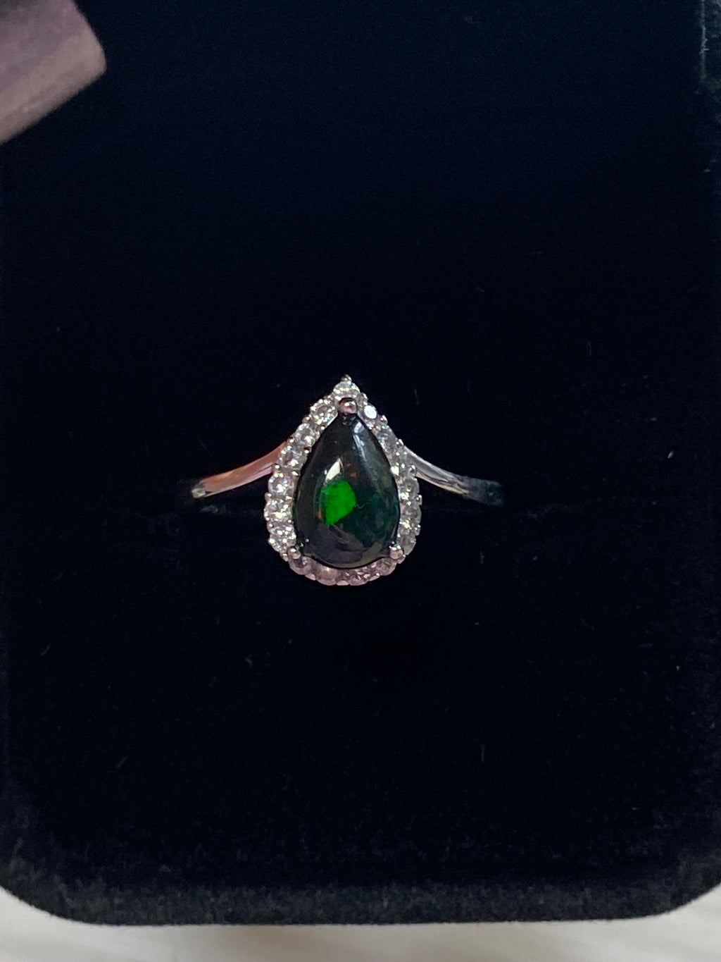 Australian Black opal silver ring ajustable dize