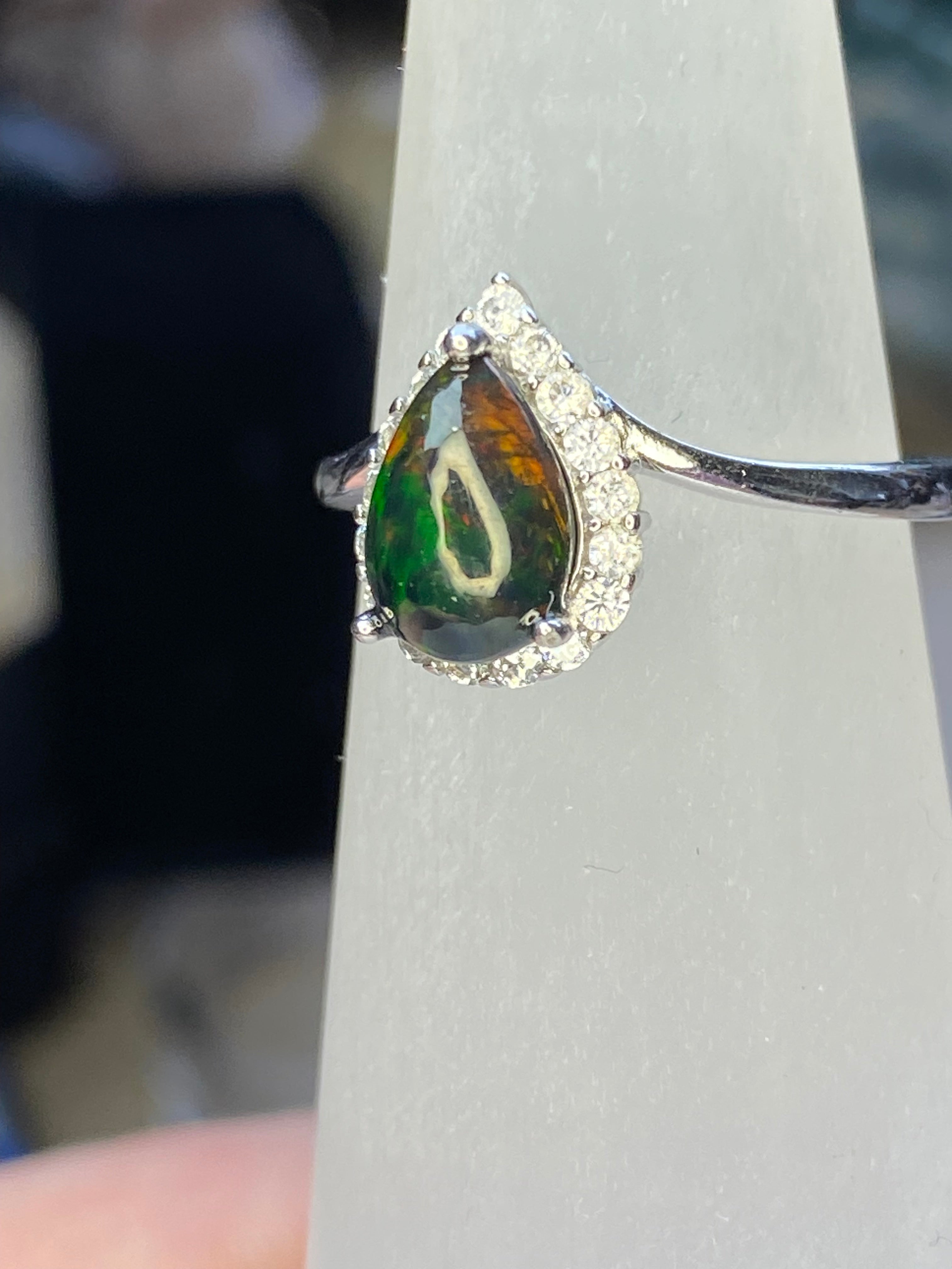Australian Black opal silver ring ajustable dize
