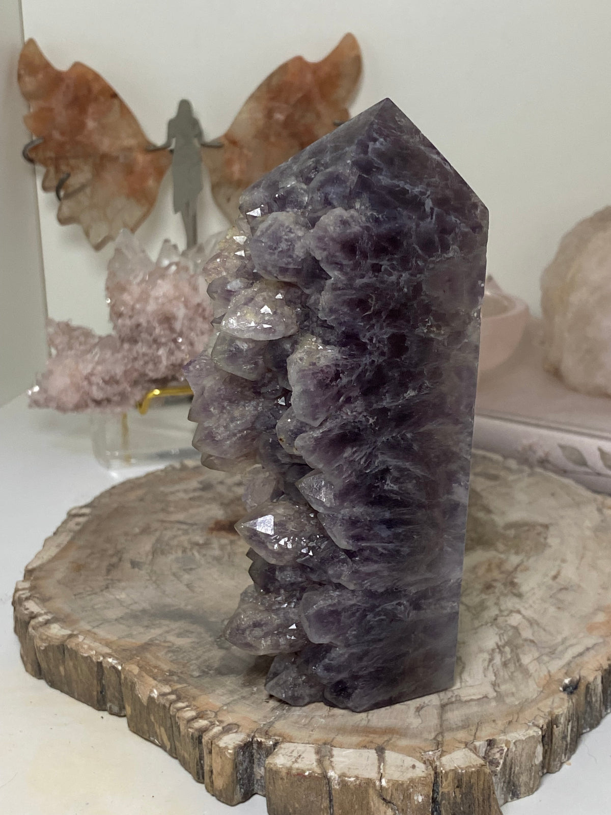 Dog tooth Amethyst crystal tower