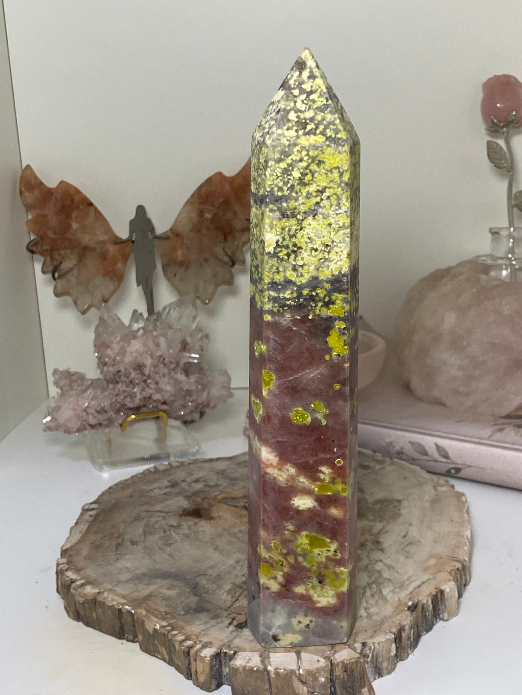 Plum blossom Tourmaline crystal tower