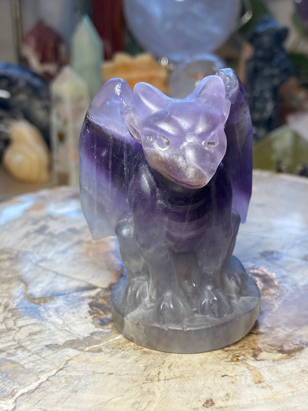 Amethyst crystal gargoyle carving  - Halloween