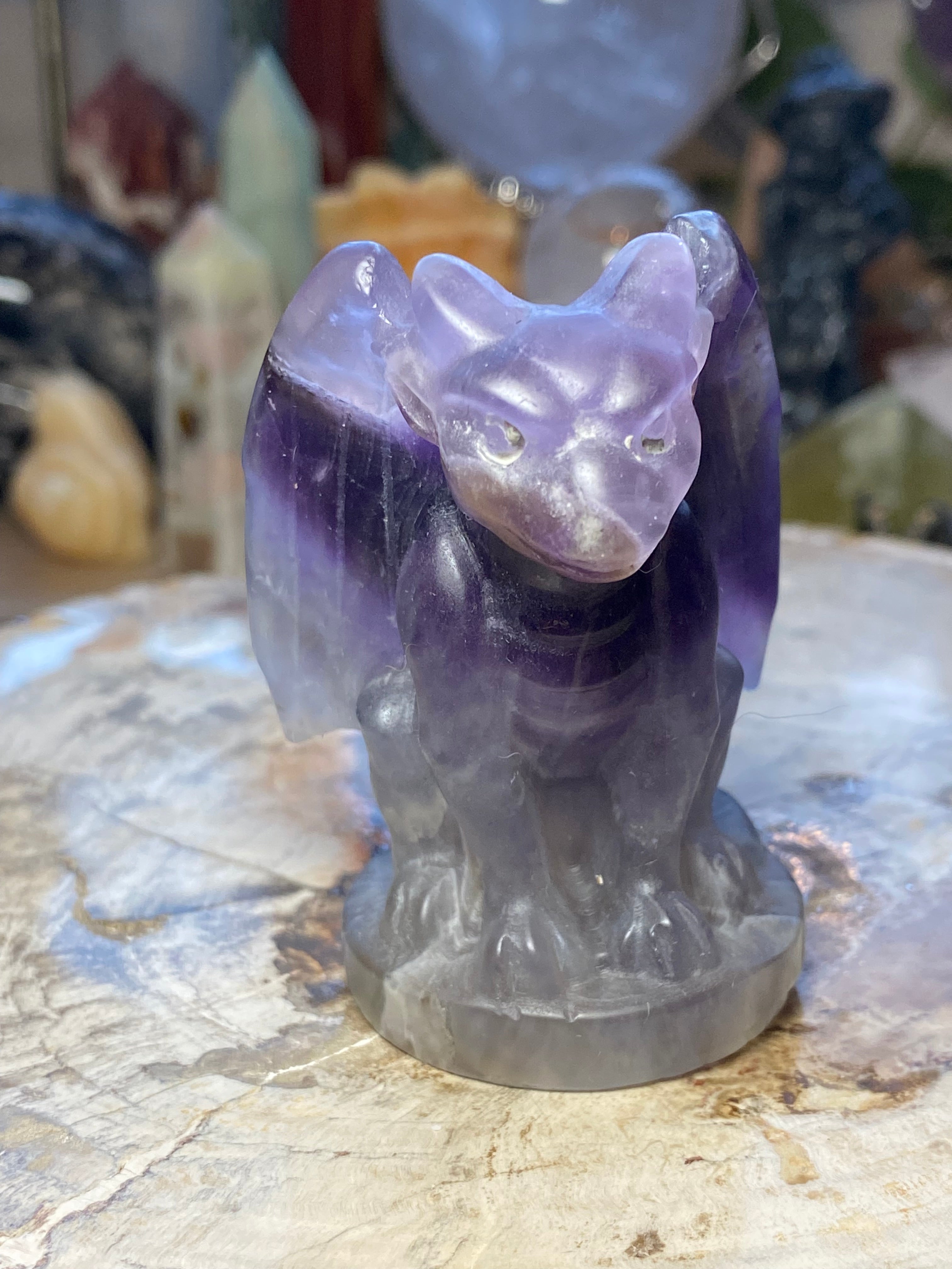 Amethyst crystal gargoyle carving  - Halloween