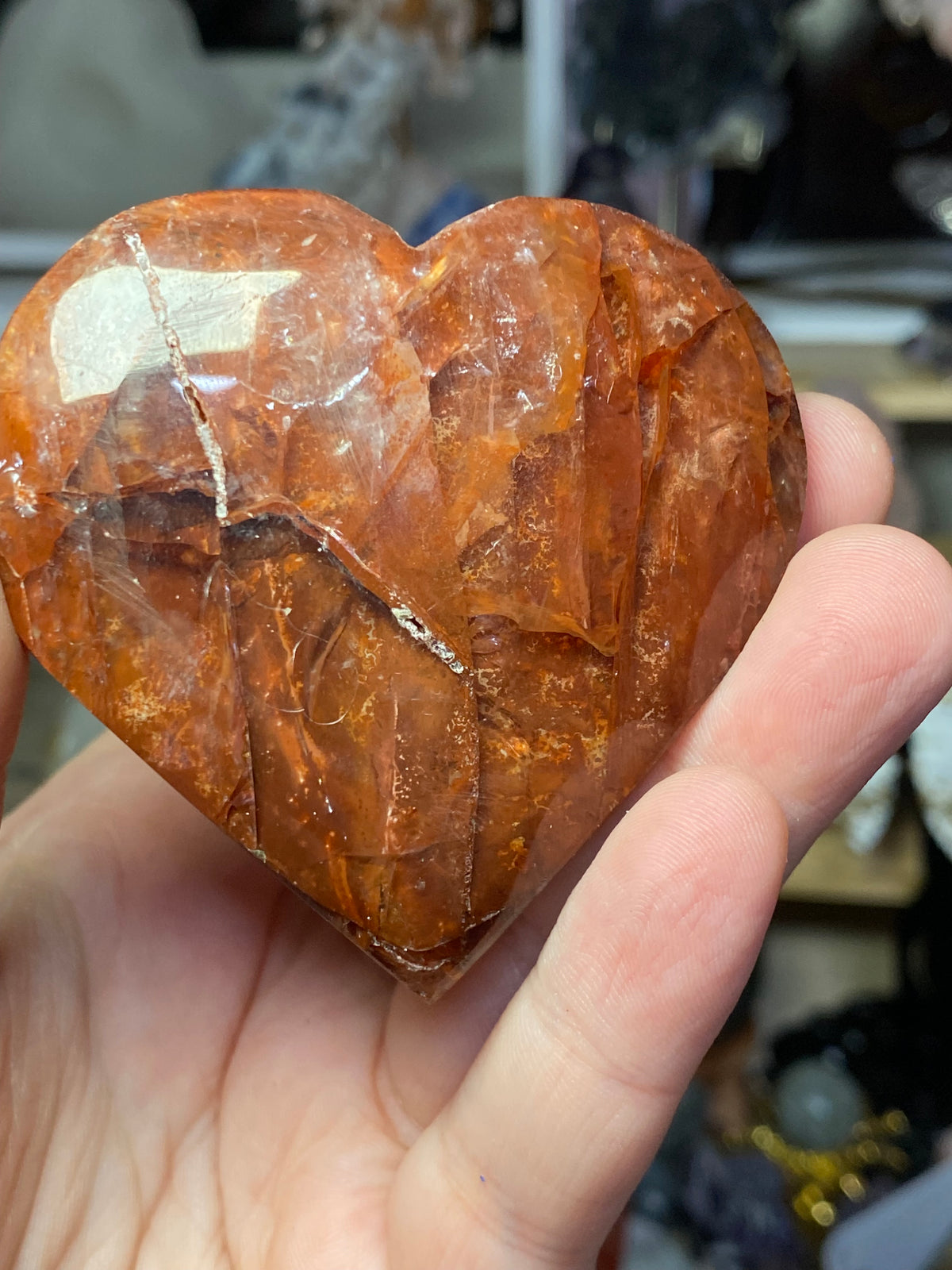 Grade AAA fire quartz crystal heart