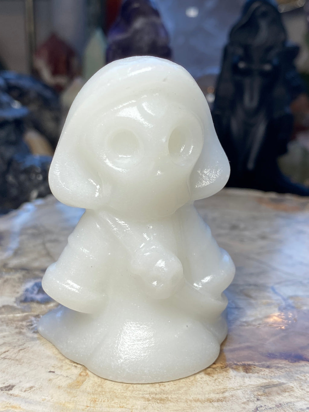 White jade Death carving - Halloween