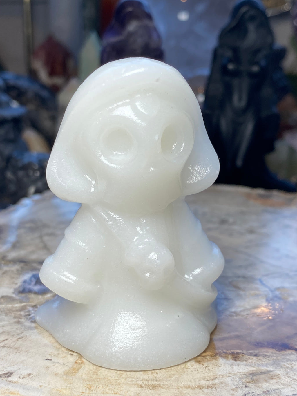 White jade Death carving - Halloween
