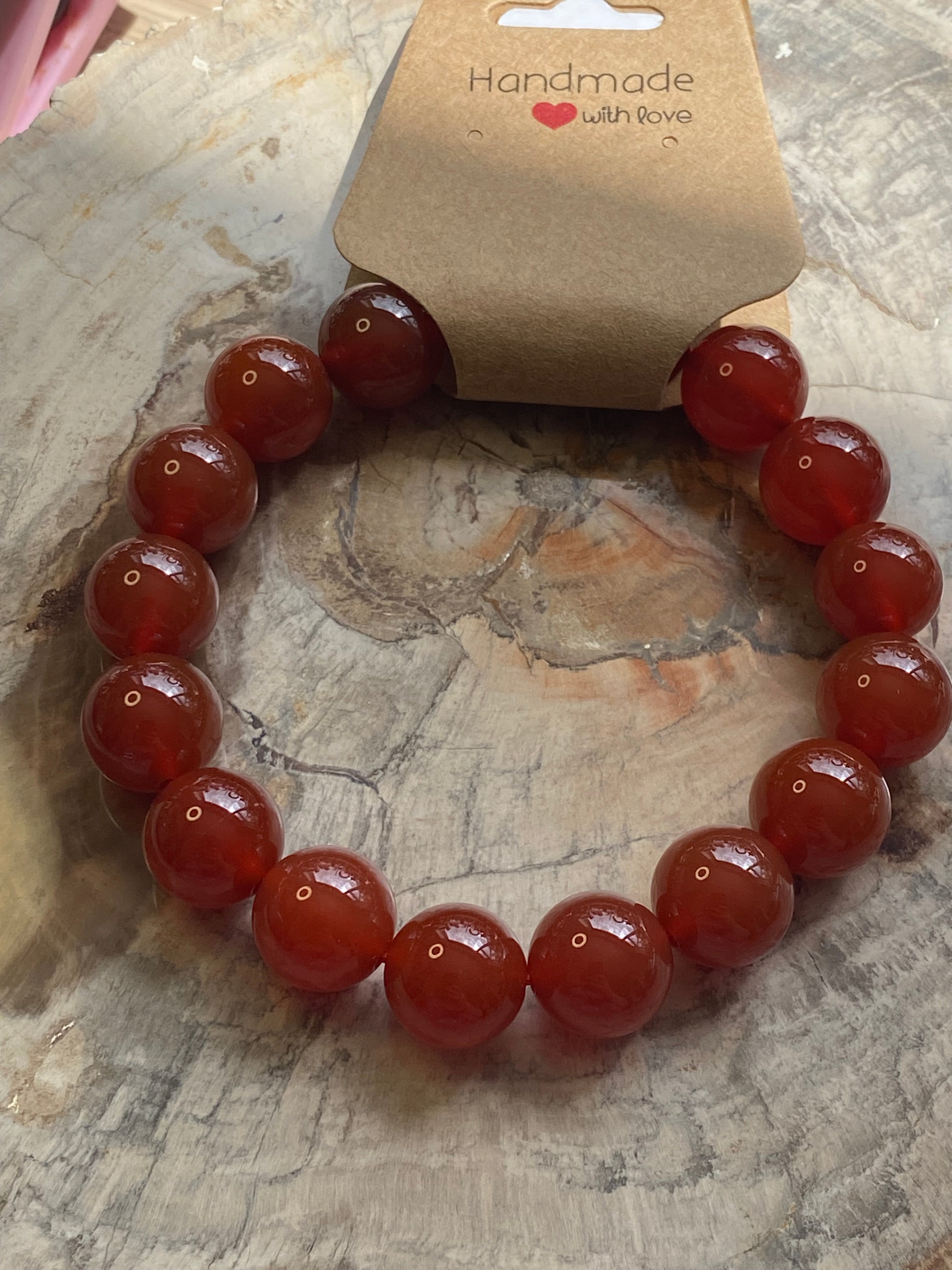 Red agate crystal 12mm bracelet