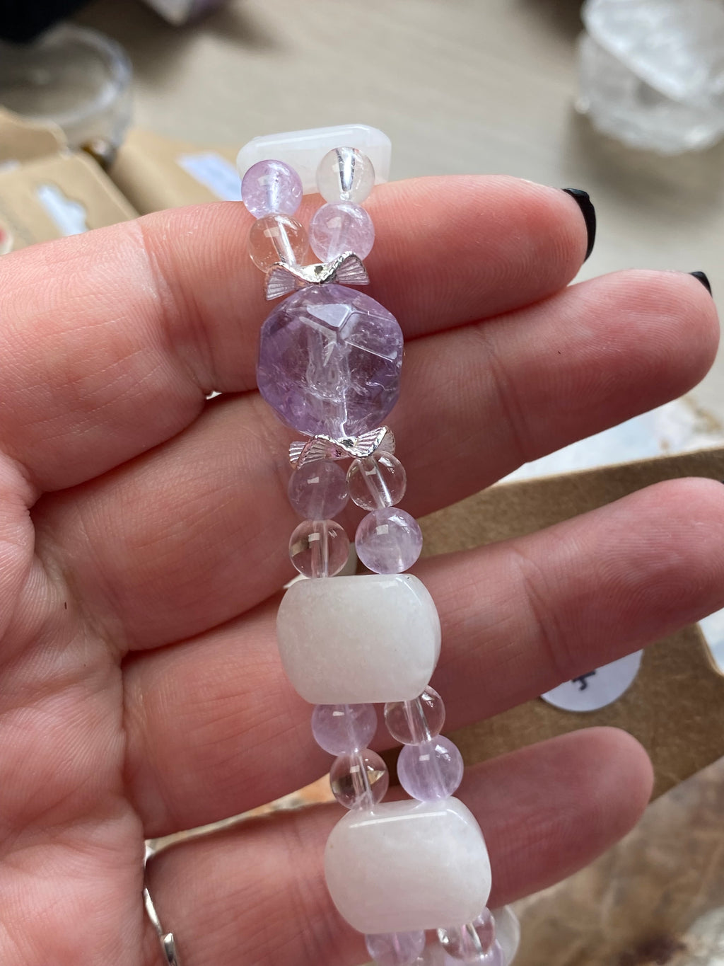 Amethyst with clear quartz crystal bracelet