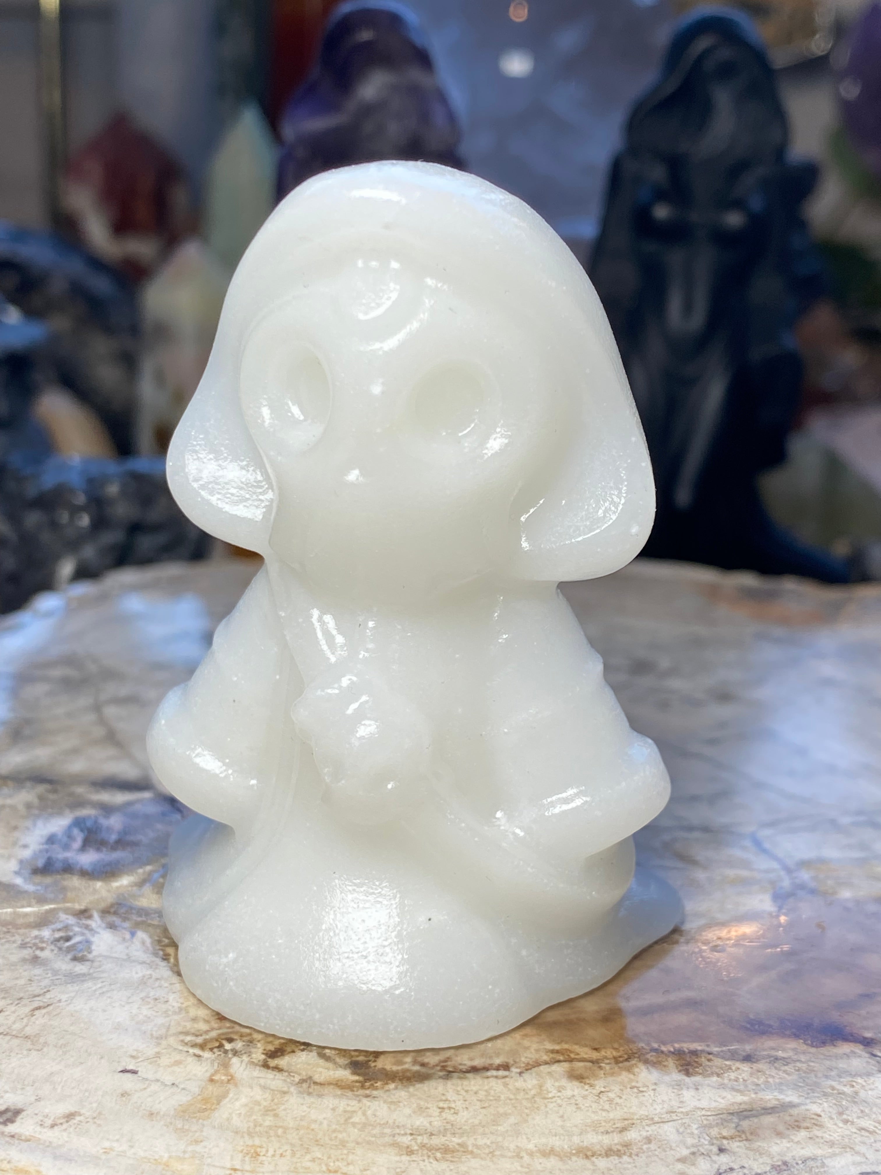 White jade Death carving - Halloween