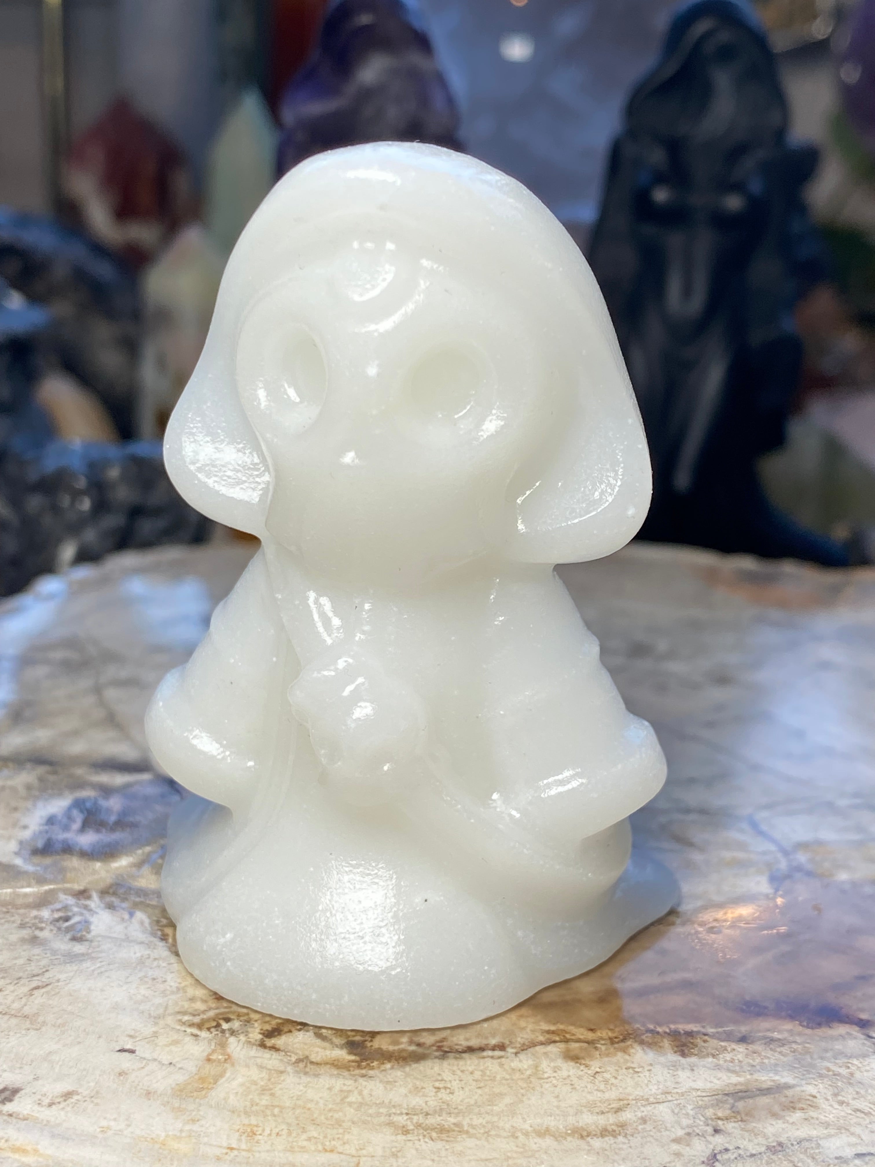 White jade Death carving - Halloween
