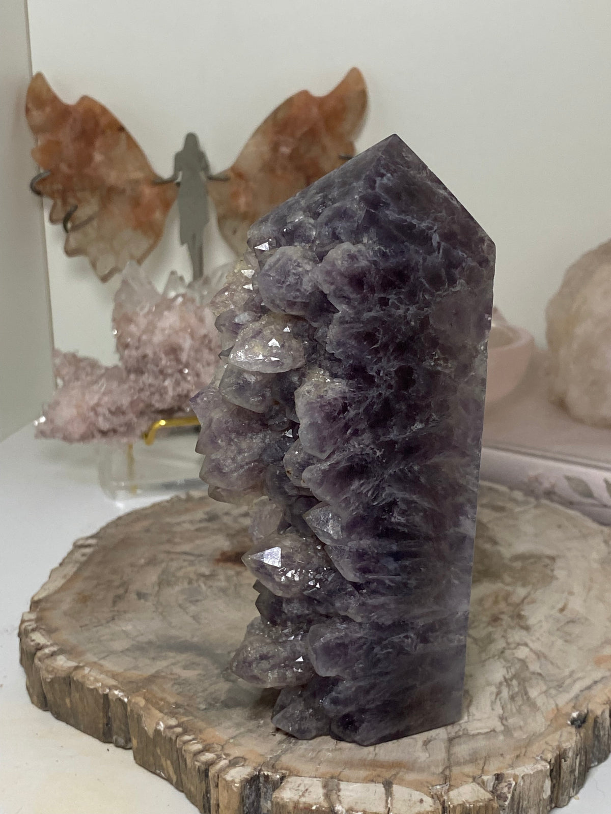 Dog tooth Amethyst crystal tower