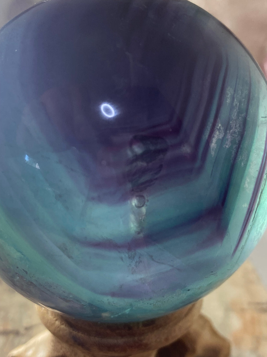 Rainbow fluorite crystal sphere