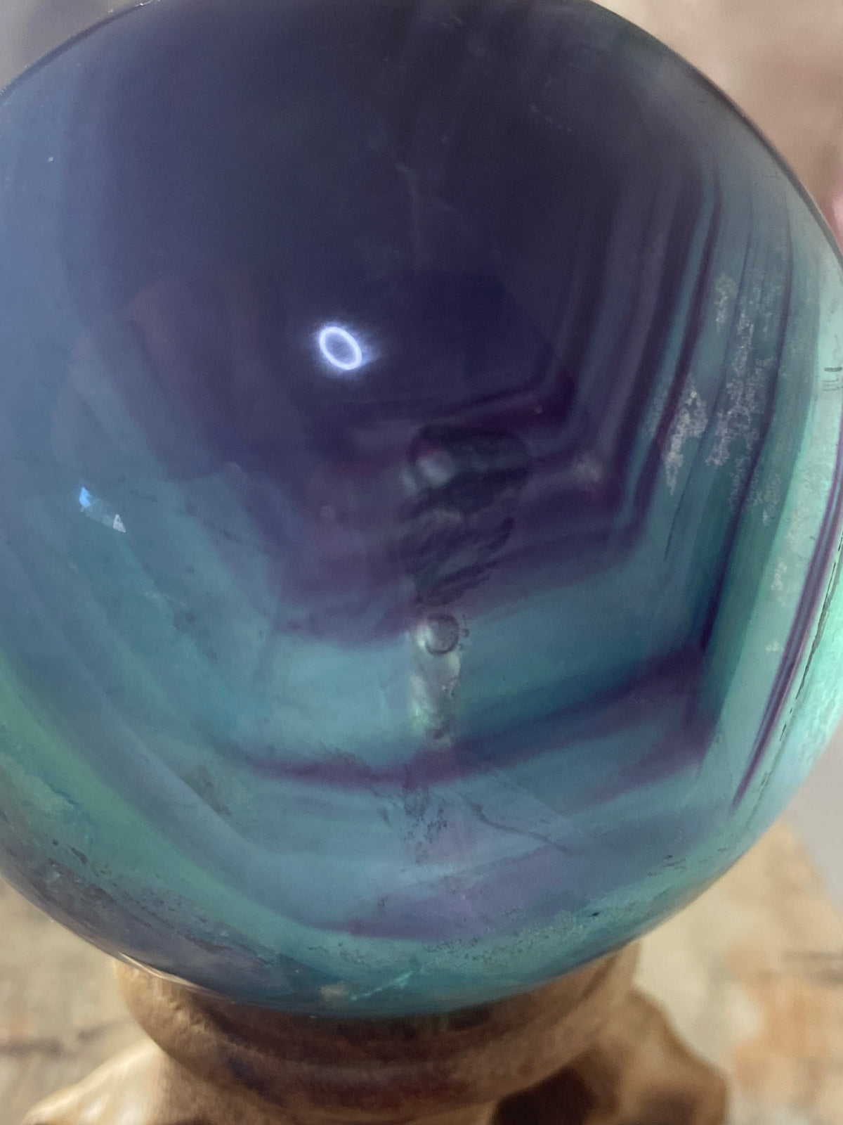 Rainbow fluorite crystal sphere
