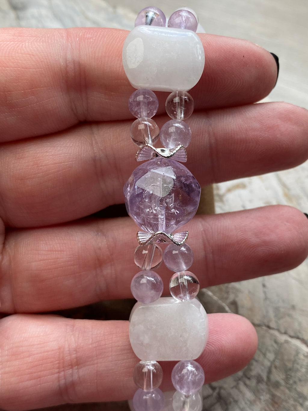 Amethyst with clear quartz crystal bracelet