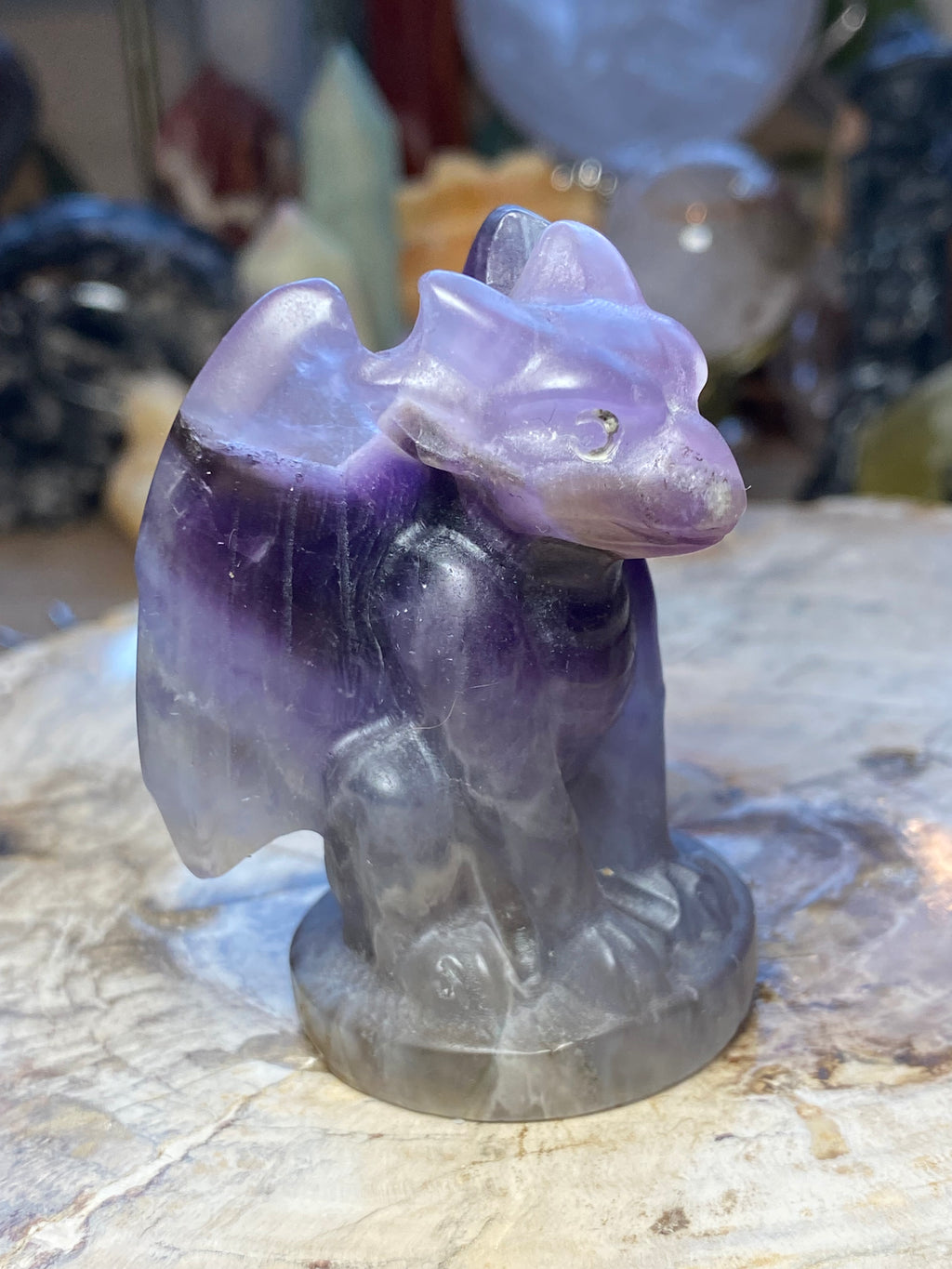 Amethyst crystal gargoyle carving  - Halloween