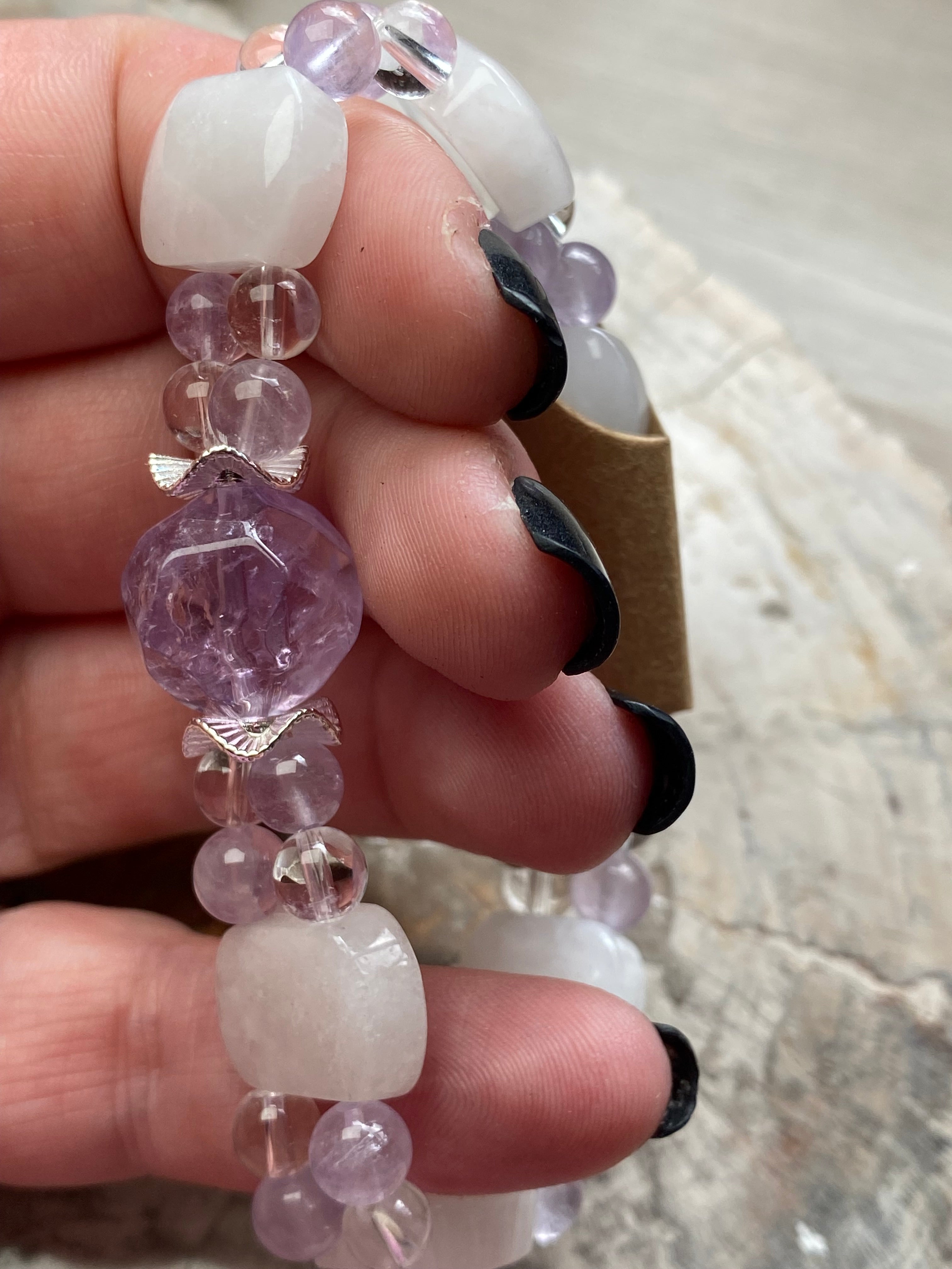 Amethyst with clear quartz crystal bracelet