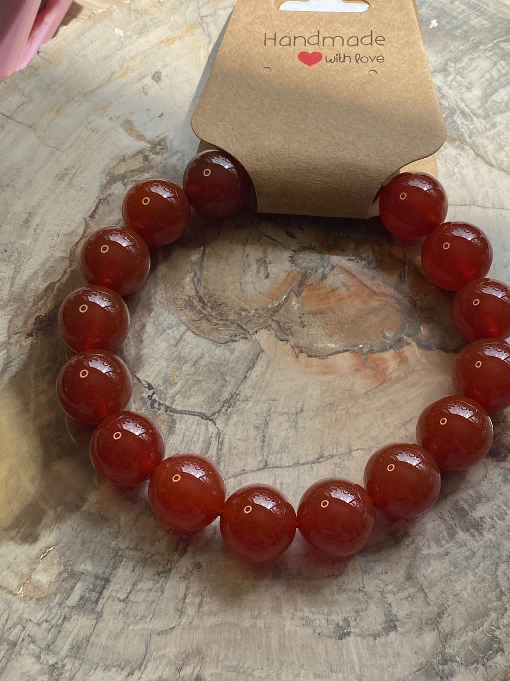 Red agate crystal 12mm bracelet