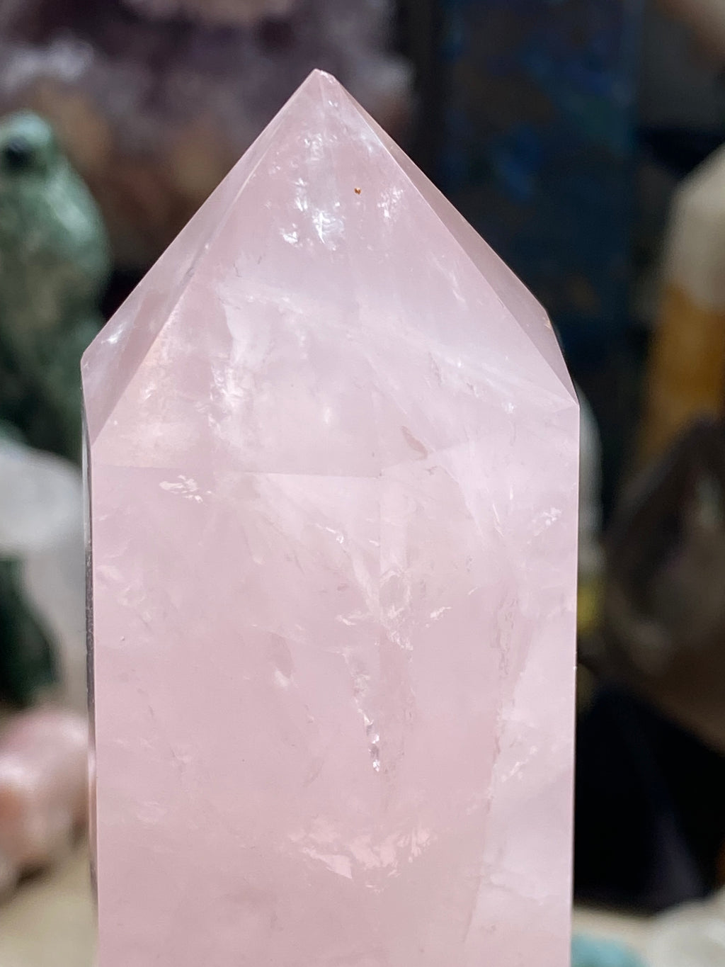 Imperfect rose quartz crystal tower 21.5cm